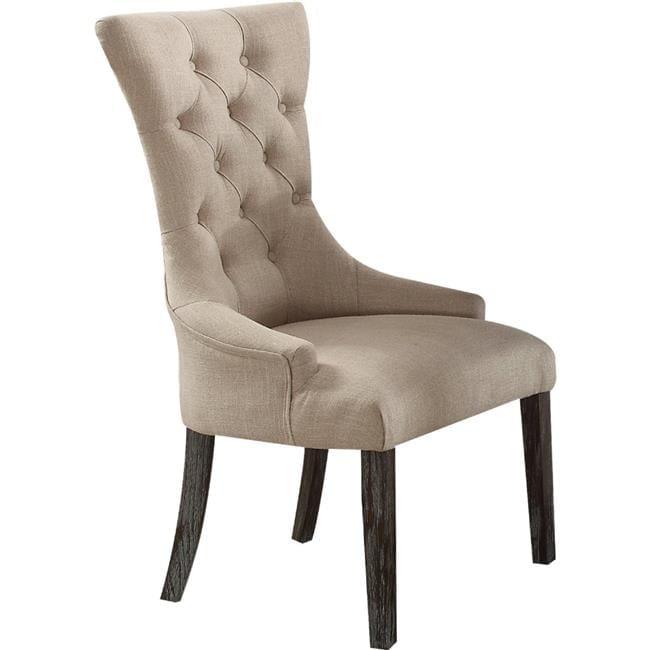 Beige Linen Upholstered Parsons Dining Arm Chair Set