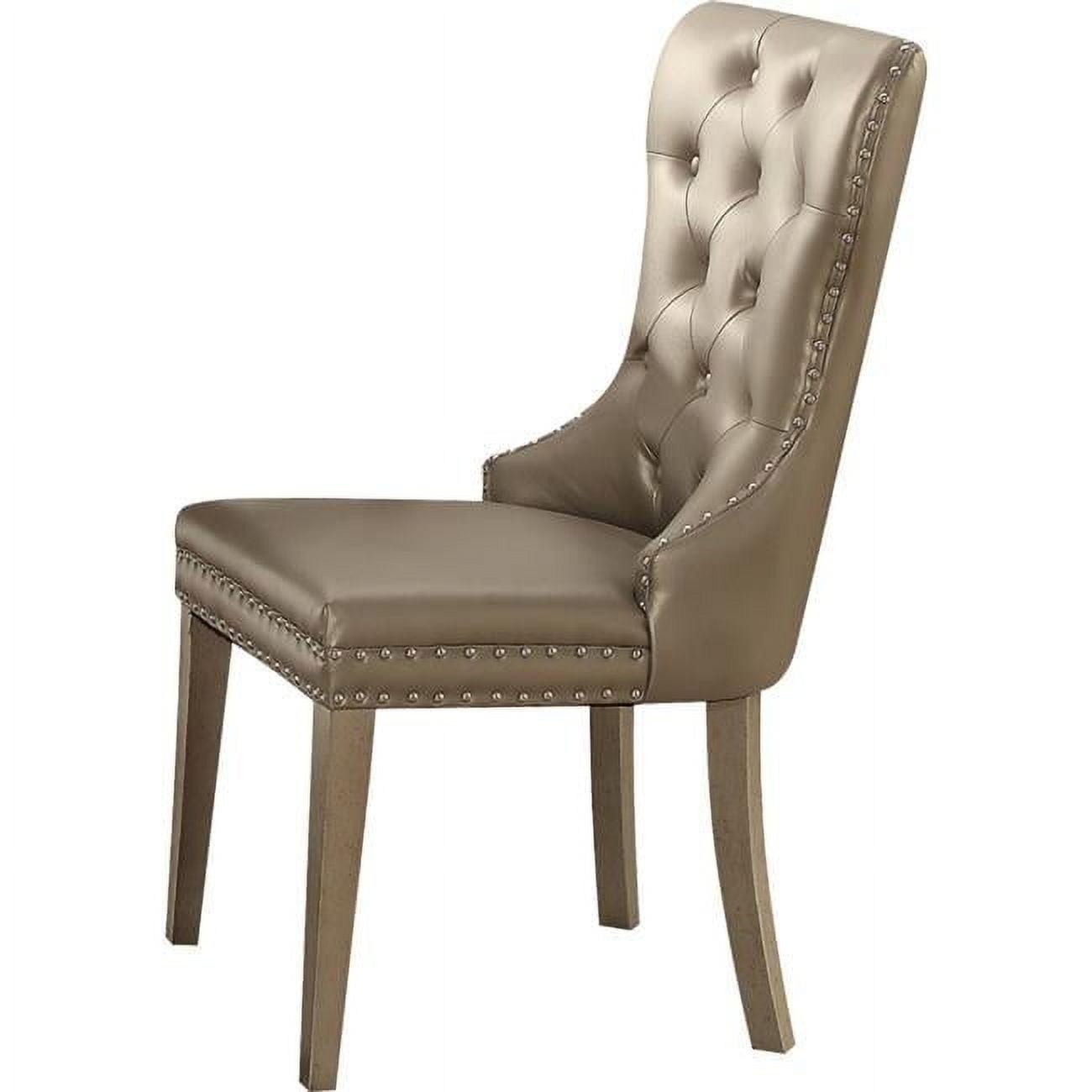Hokku Designs Kacela Champagne Synthetic Leather & Champagne Finish Side Chair (Set Of 2)