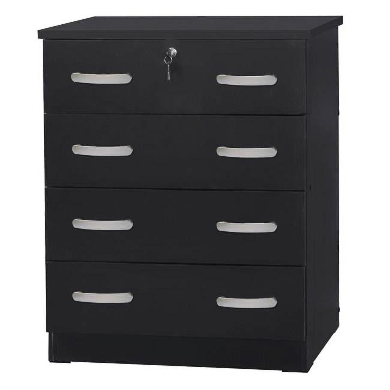 Cindy 39" Vertical Engineered Wood 4-Drawer Dresser with Lock - Black