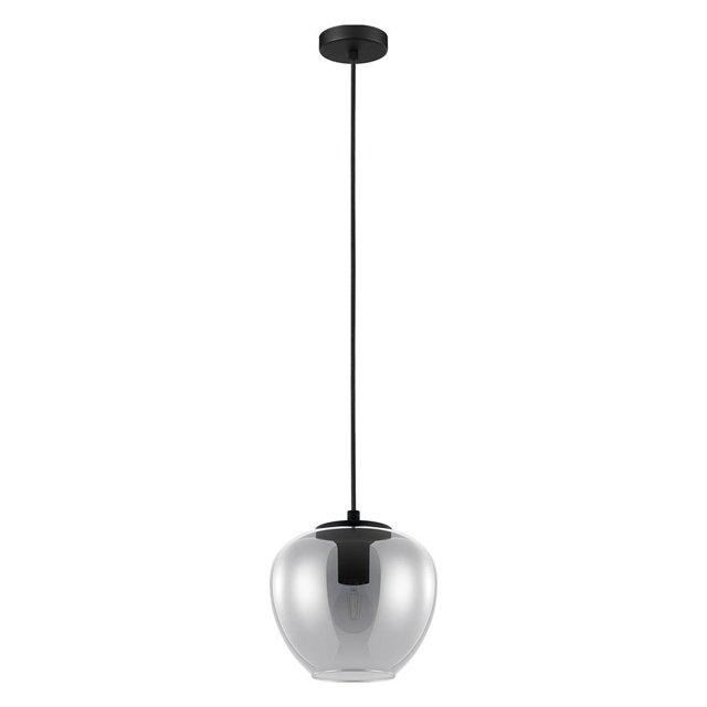 39656A-Eglo Lighting-Priorat - 1-Light 9 Inch Mini Pendants - Black Finish - Smoked Glass Shade     -Traditional Installation