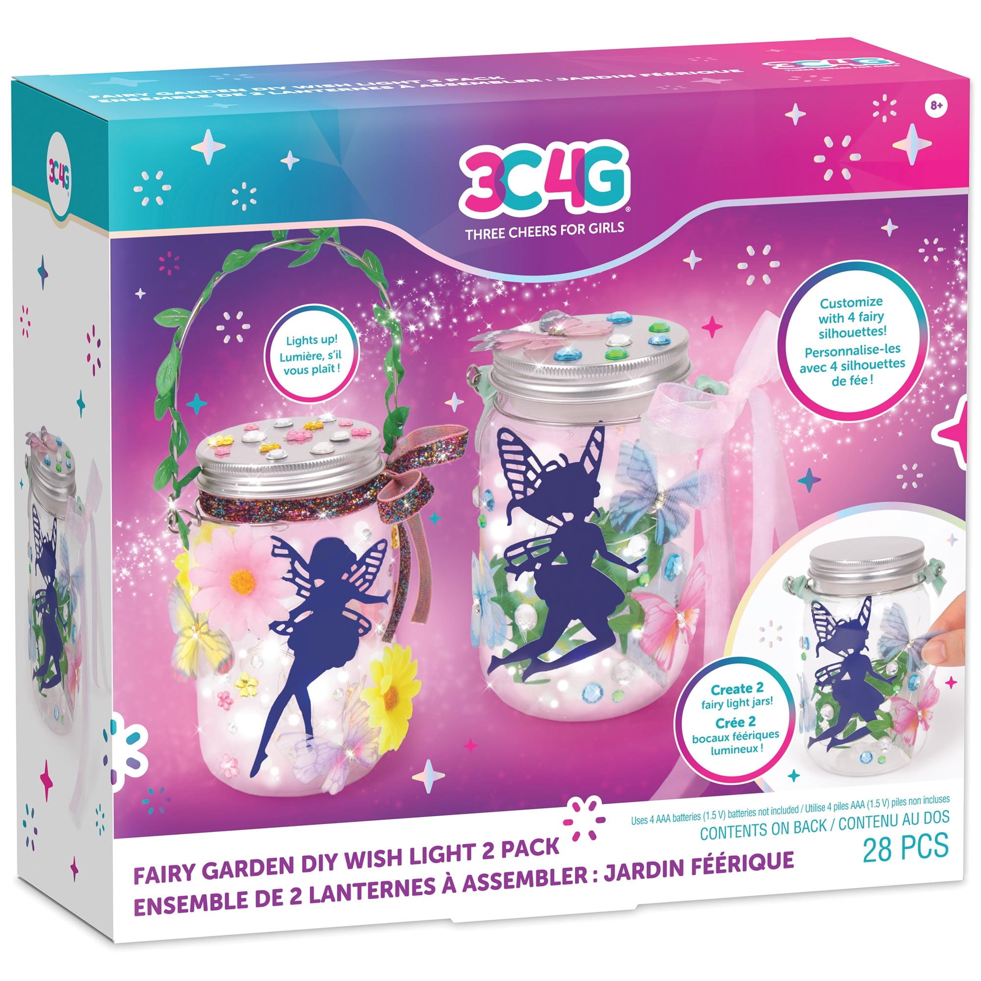 3C4G: Fairy Garden DIY Wish Light - Create 2 Fairy Light Jars, Customize w/ 4 Fairy Silhouettes, Lights Up, Tweens, Girls & Kids Ages 8+, Three Cheers For Girls