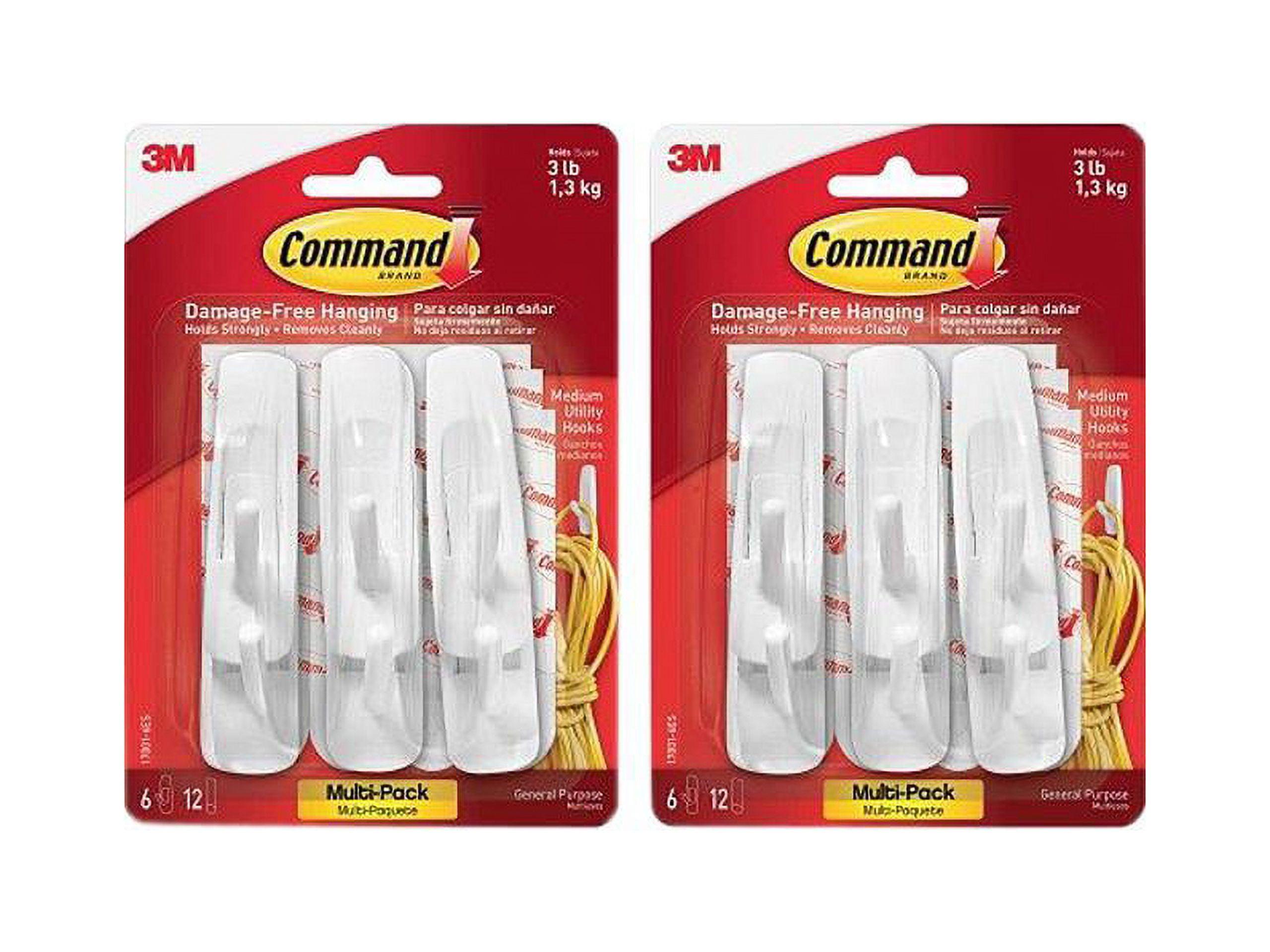 White Command Strip Adhesive Hooks for Paint, Wood, Tile