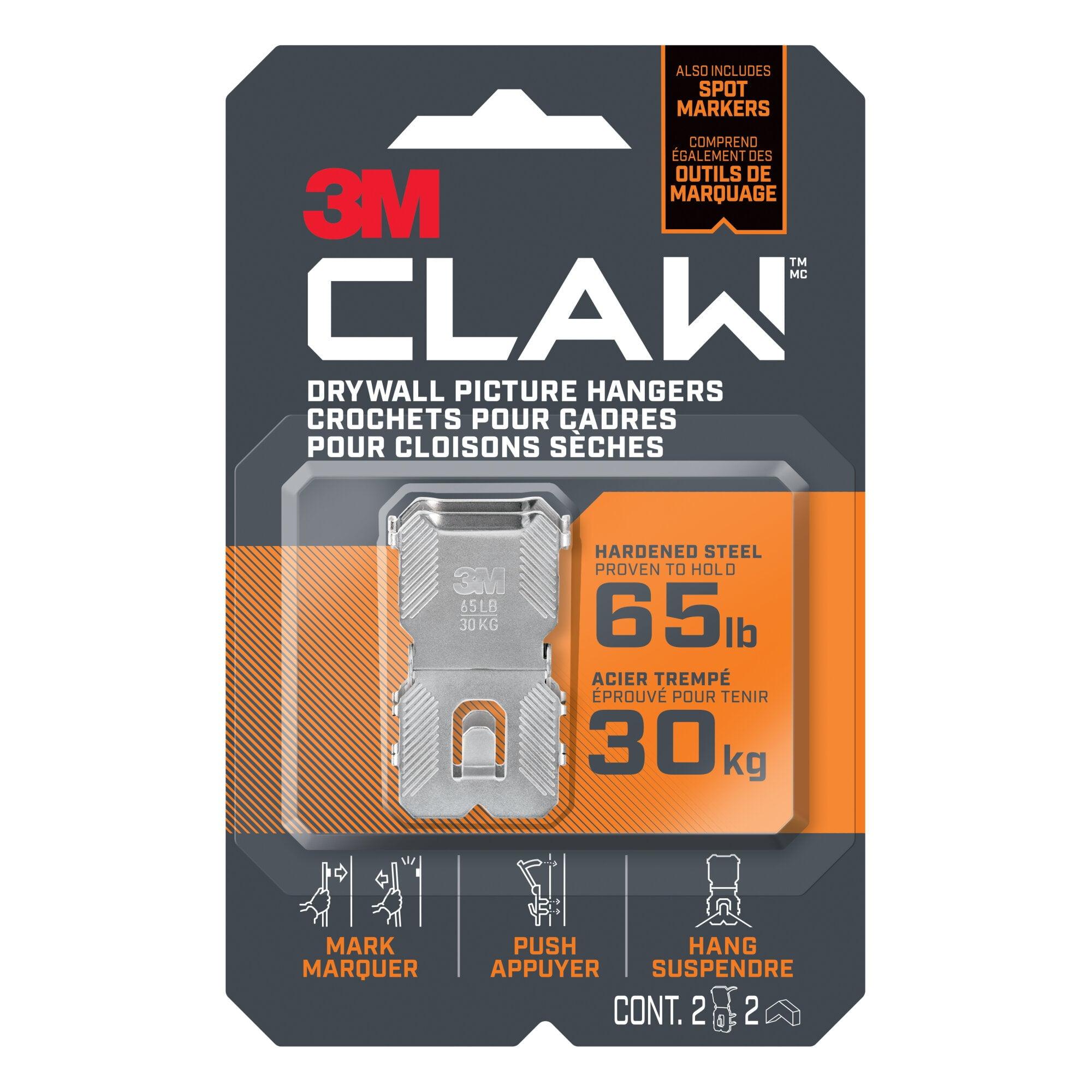 3M Claw Drywall Picture Hanger with Spot Markers 3PH65M-2EF, Holds 65 lbs (29 kg), 2 Hangers, 2 Makers