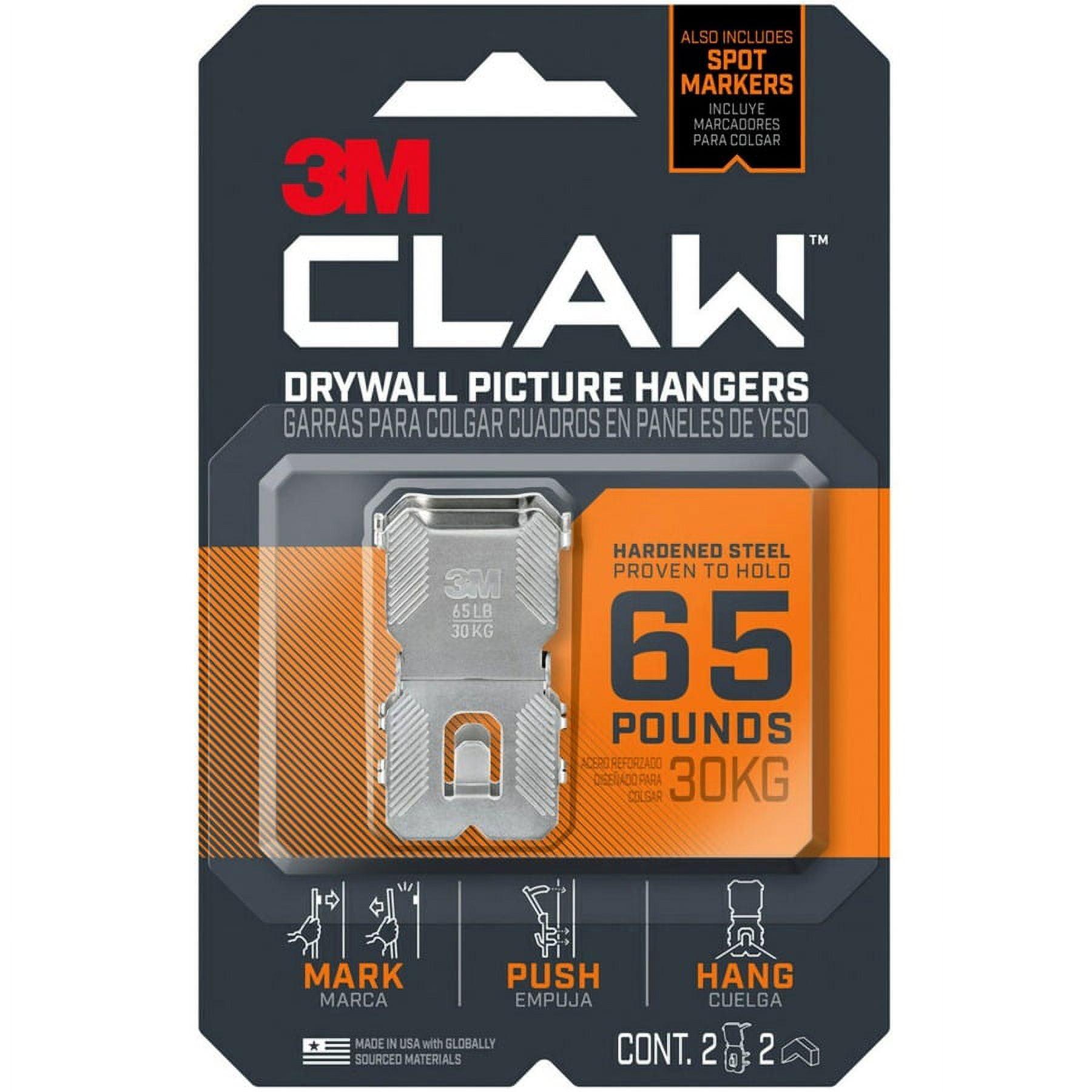 3M Claw Drywall Picture Hanger 65lb with Temporary Spot Marker + 2 hangers and 2 markers: Mirror & Picture Hanging Kit