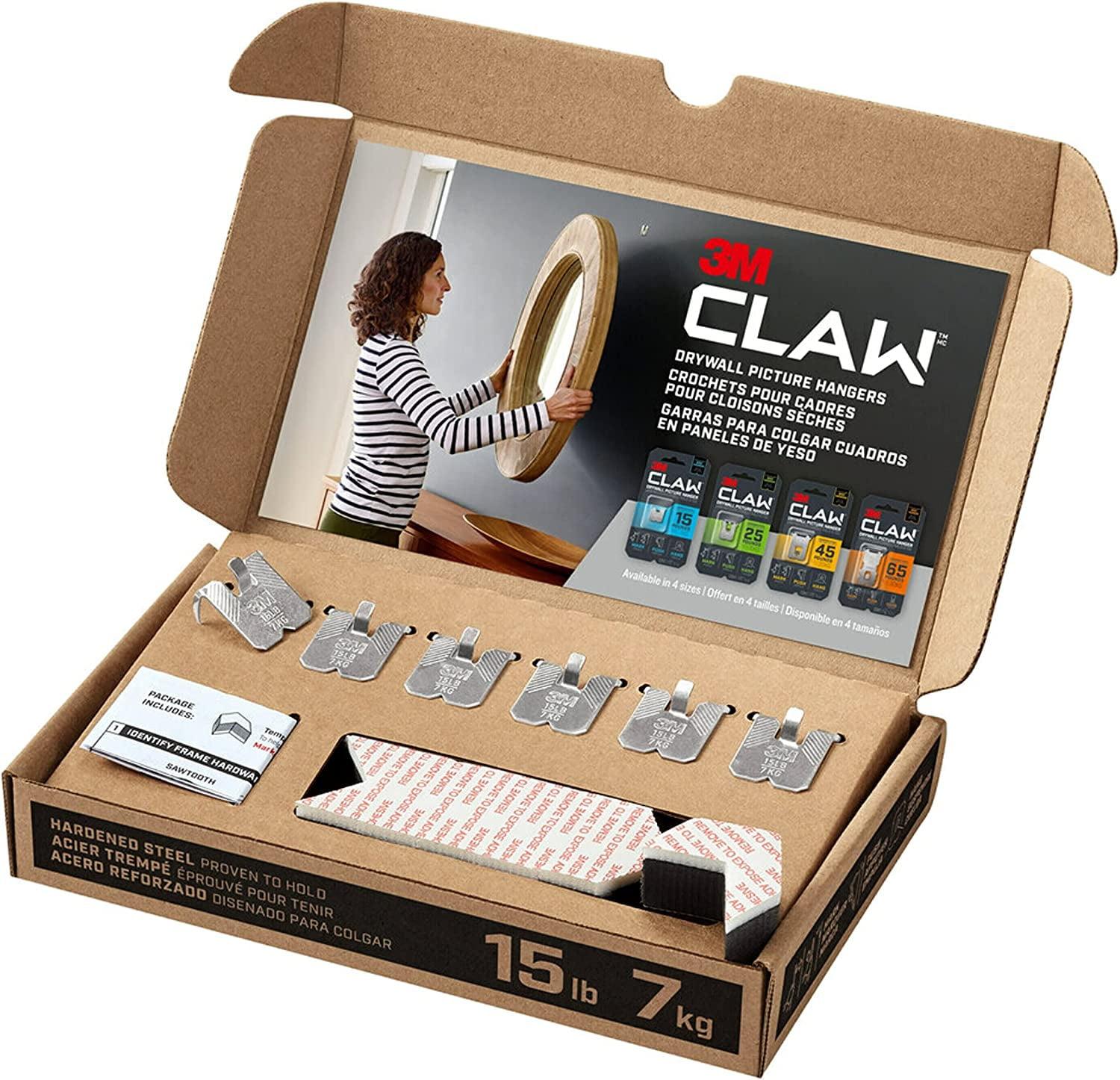 3M CLAW Drywall Picture Hanger with Temporary Spot Marker, Holds 15 lbs, 6 Hangers, 6 Markers/Pack 15 lb 6 Pack