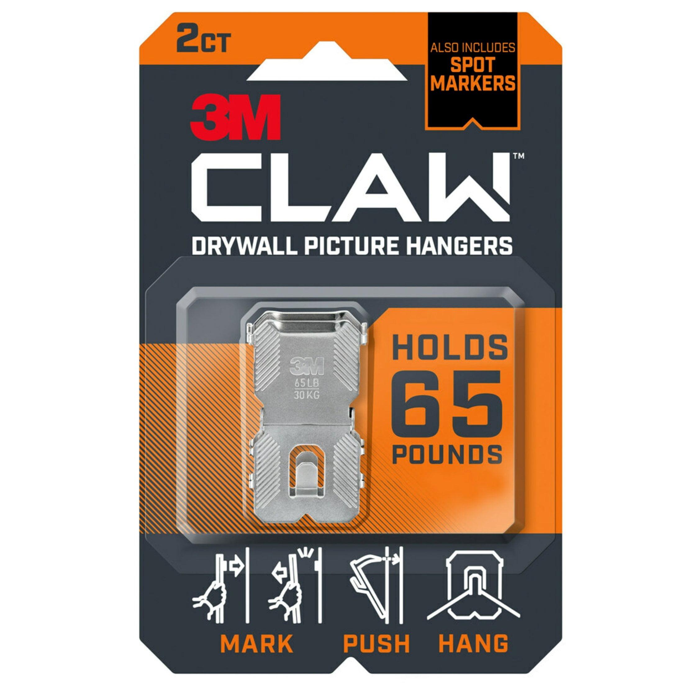 3M Claw Drywall Picture Hanger 65lb with Temporary Spot Marker + 2 hangers and 2 markers: Mirror & Picture Hanging Kit