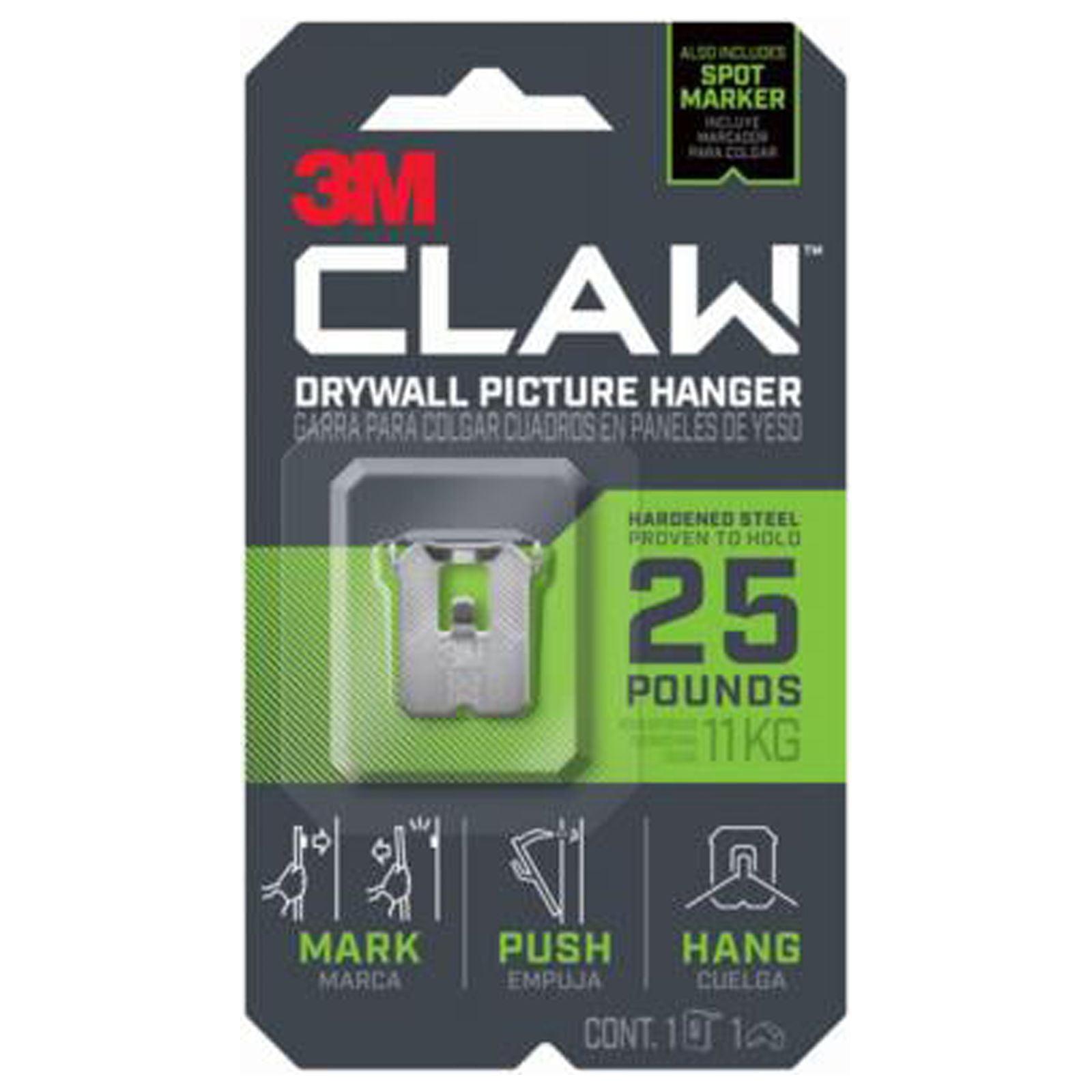 3M CLAW 25 lb Hardened Steel Drywall Picture Hanger with Spot Marker