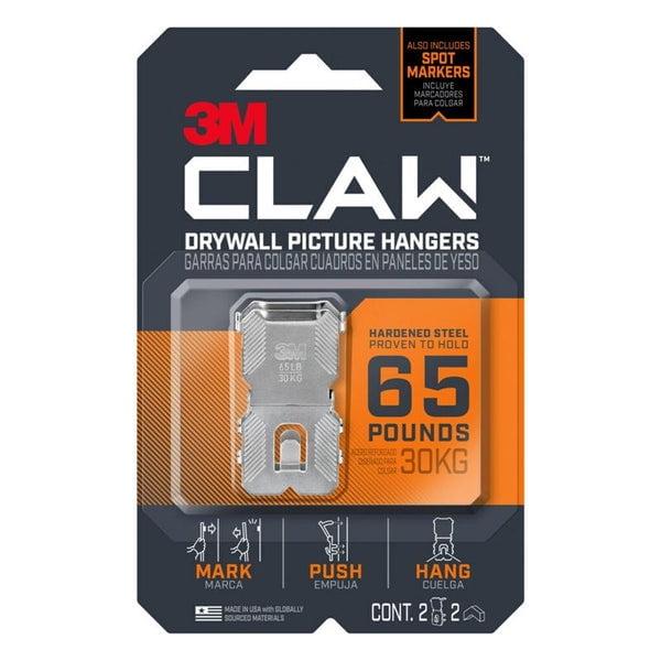 3M Claw Silver Drywall Picture Hanger with Spot Marker, 65lb Capacity