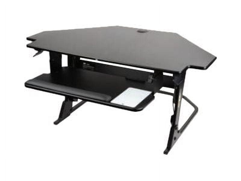 ErgoFlex Black Corner Sit/Stand Desk with Gel Wrist Rest and Mouse Pad