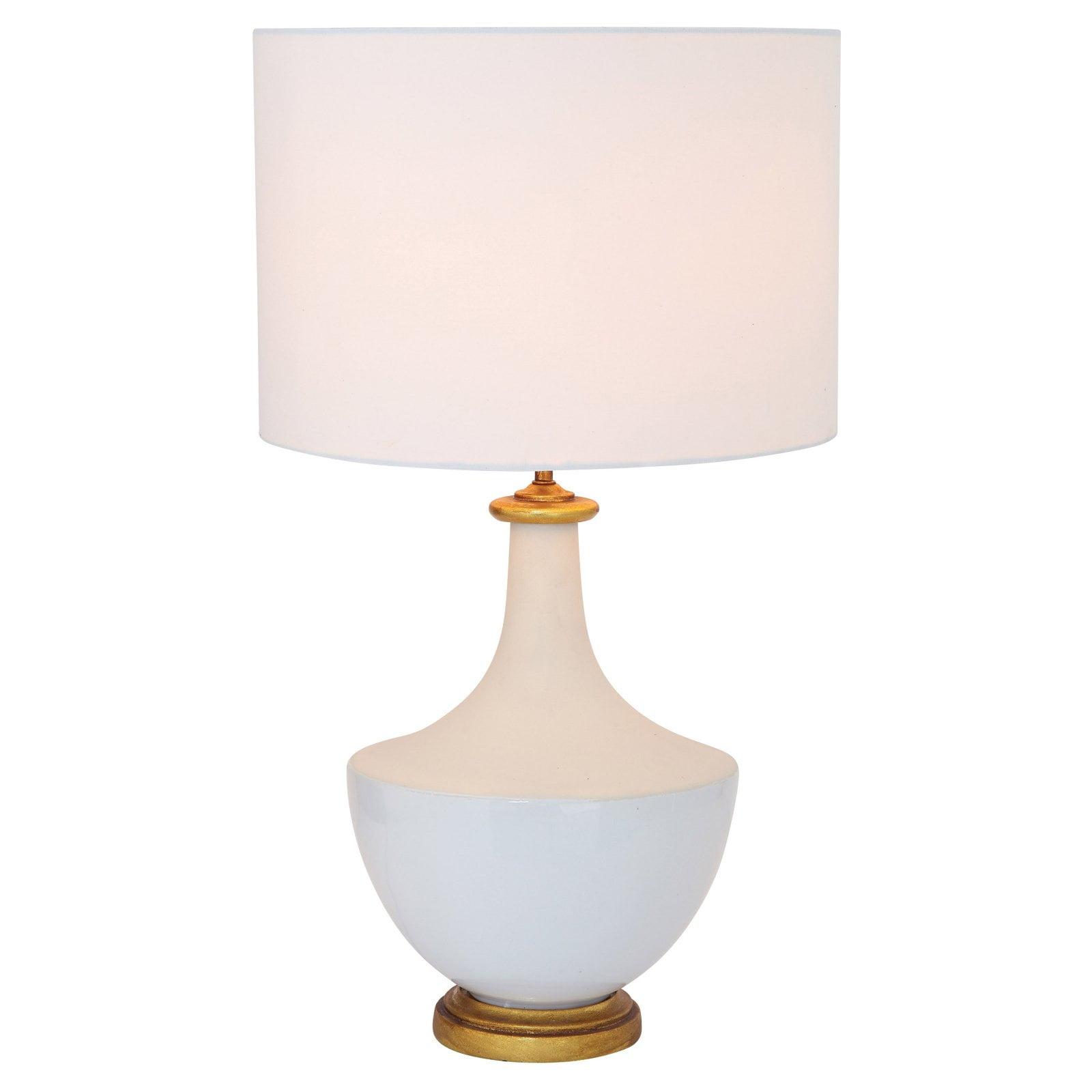 Ceramic Table Lamp with Linen Shade Cream - Storied Home: Gold Accents, UL Listed, No Assembly Required