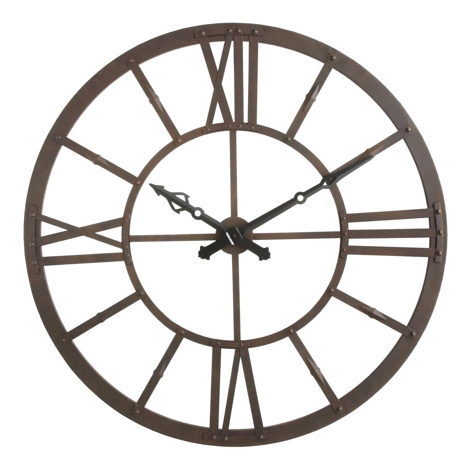 47" Round Rust Finish Metal Wall Clock with Roman Numerals