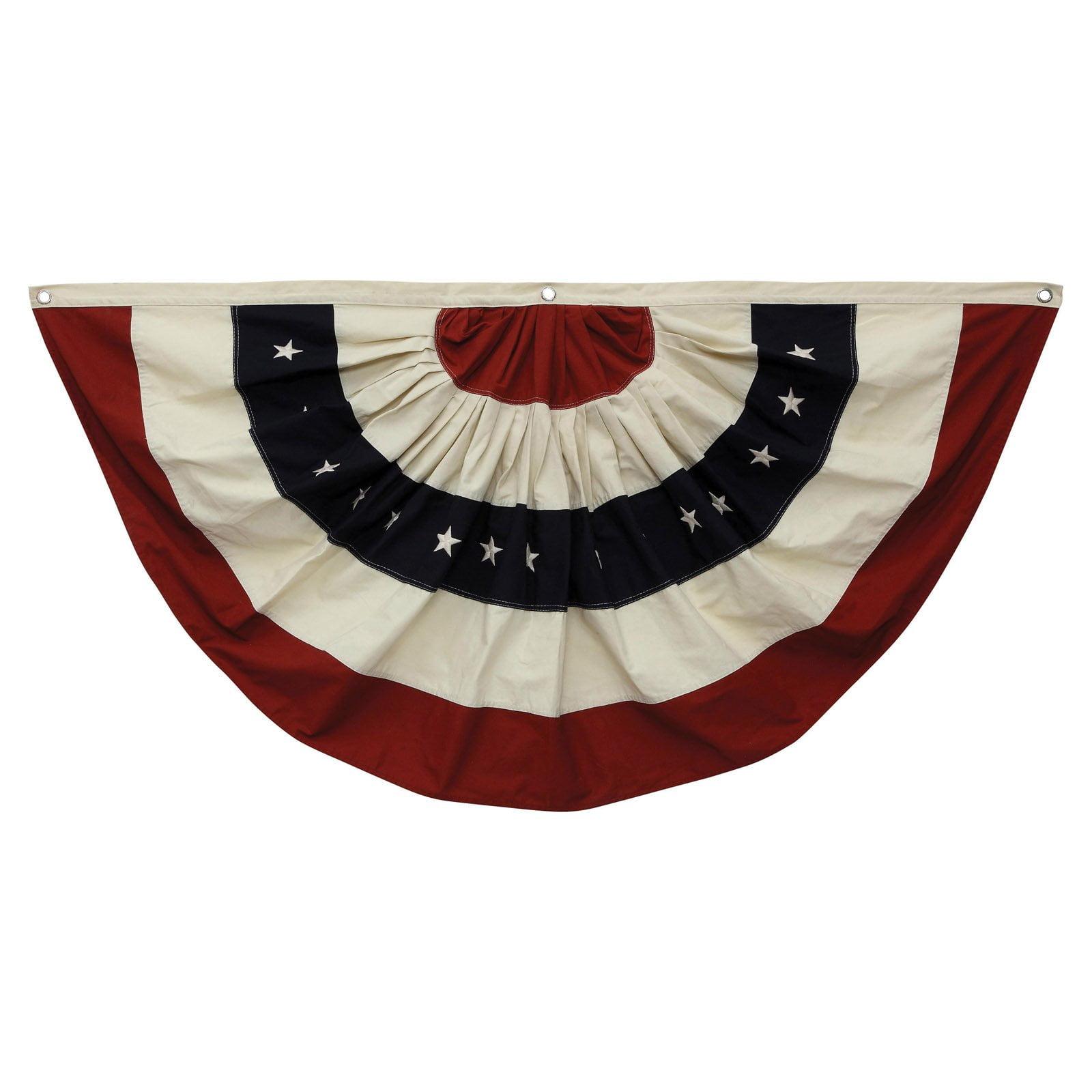 Patriotic Red, White, and Blue Cotton Half Circle Flag Bunting