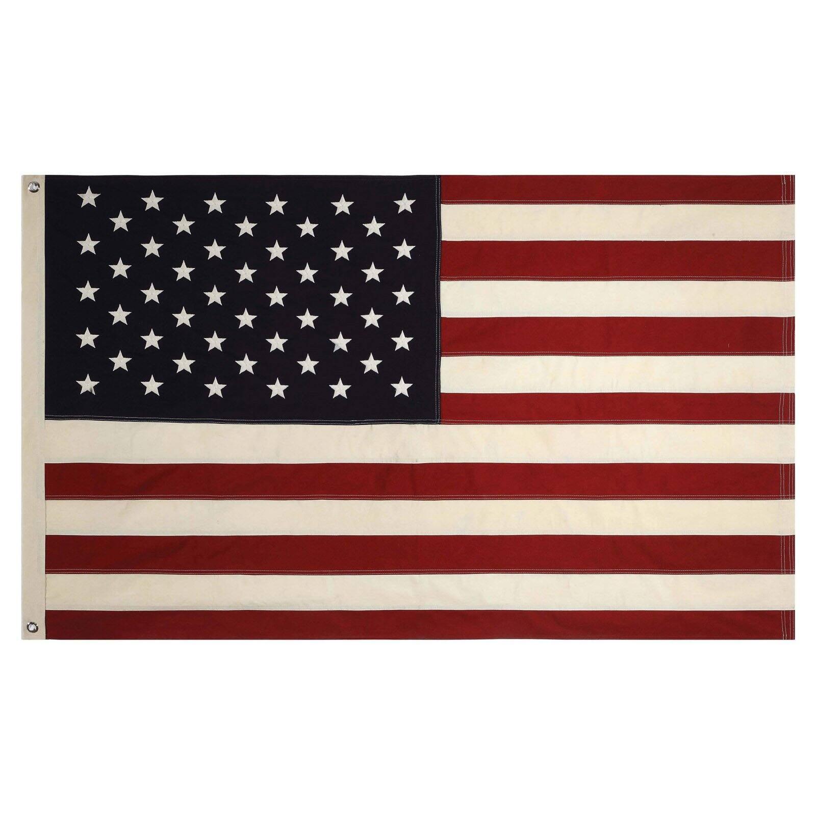 5' x 3' USA Flag Cotton with Grommets White/Blue - Storied Home: Polyester, Indoor Use, No Assembly Required