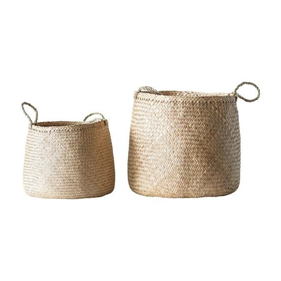 Sadia Handmade Seagrass Basket With Handles - Set of 2