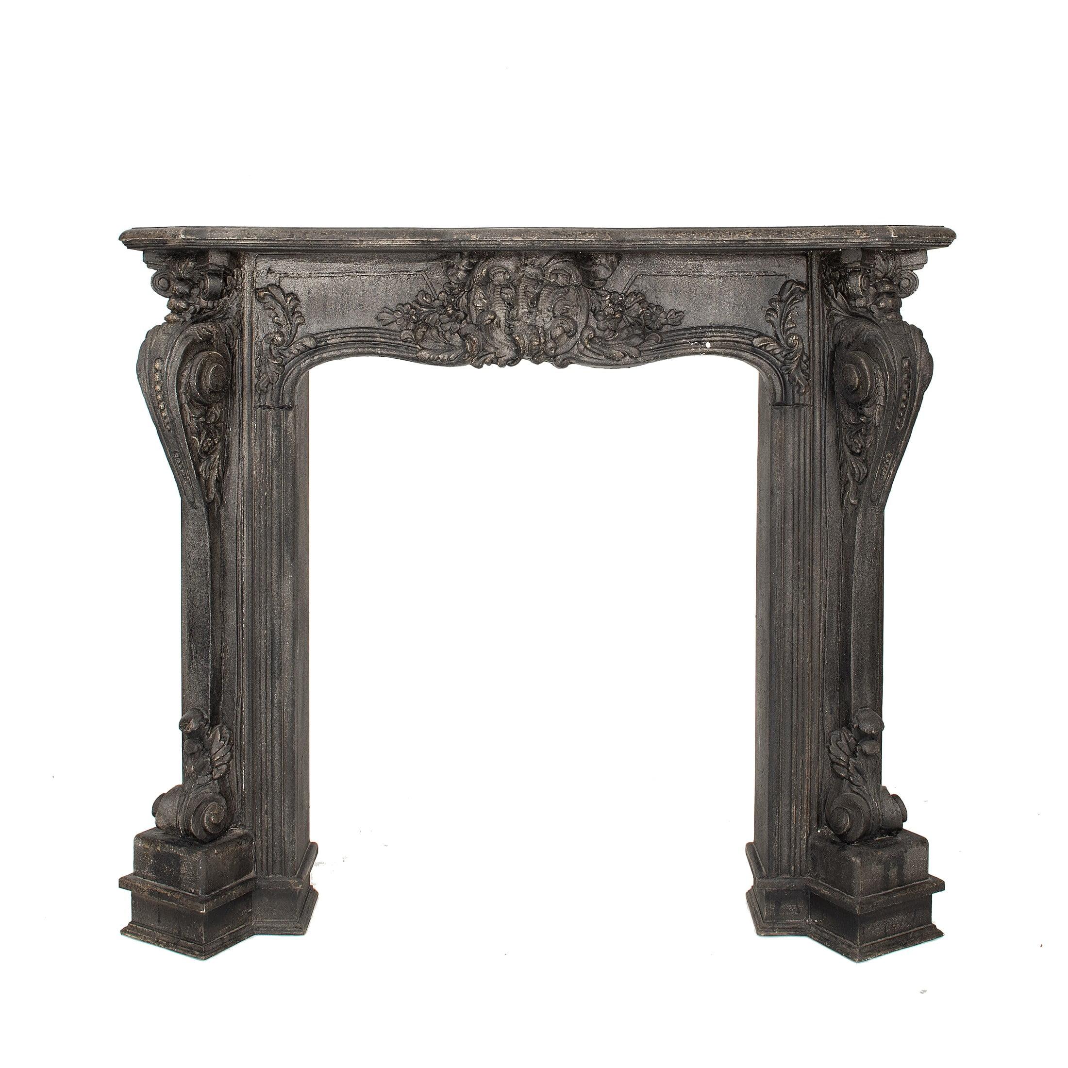 Storied Home Ornate Decorative Fireplace Mantel Black: Wall Mount, MDF Frame, Adult Assembly