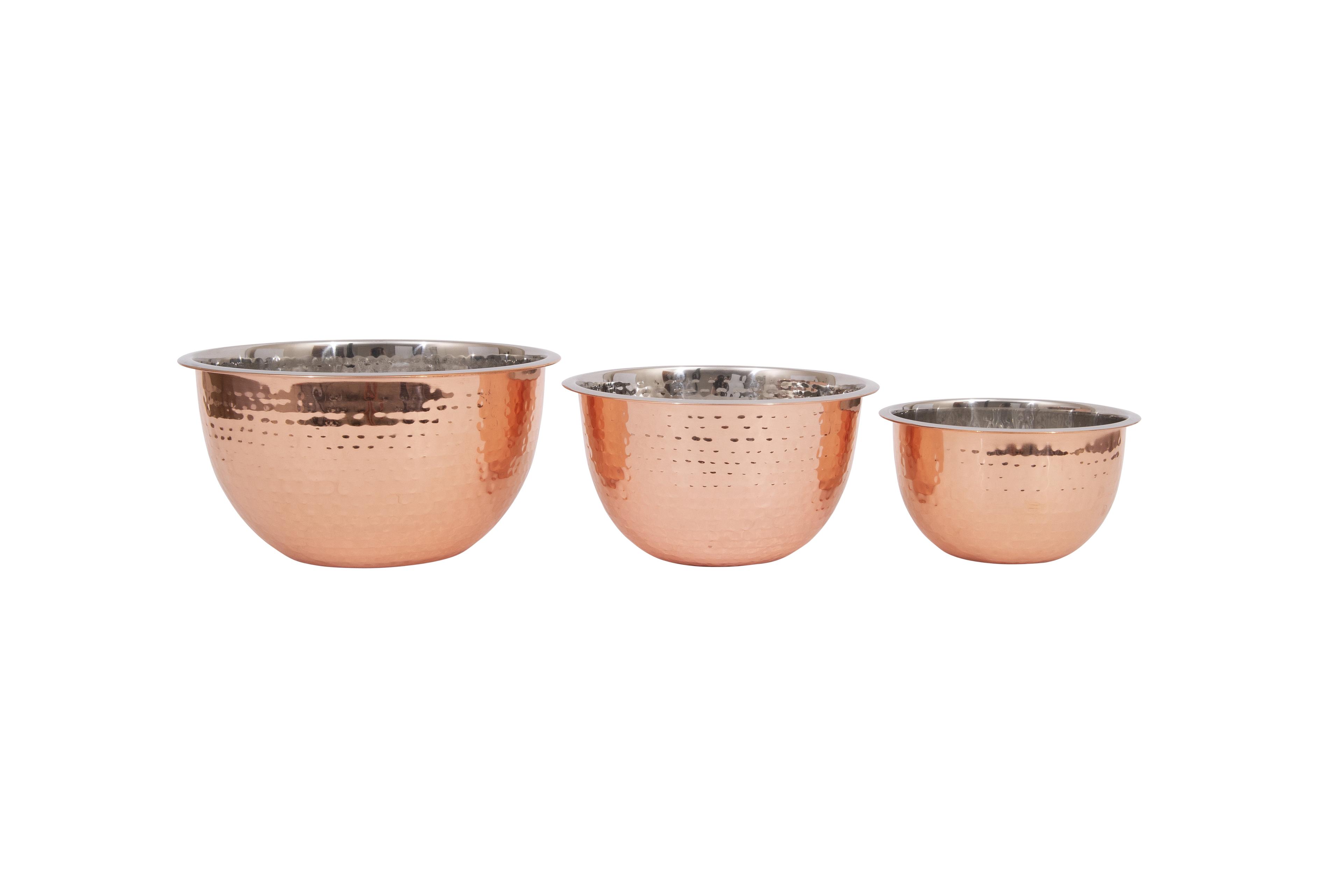 Copper Finish Hammered Stainless Steel Nesting Bowls Set