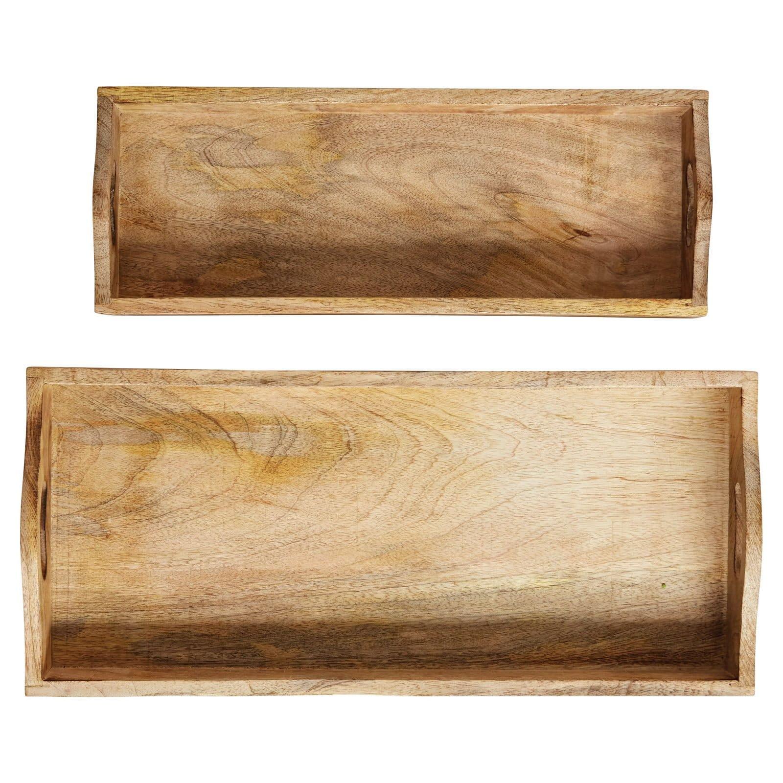 Set of 2 Mango Wood Trays Brown - Storied Home