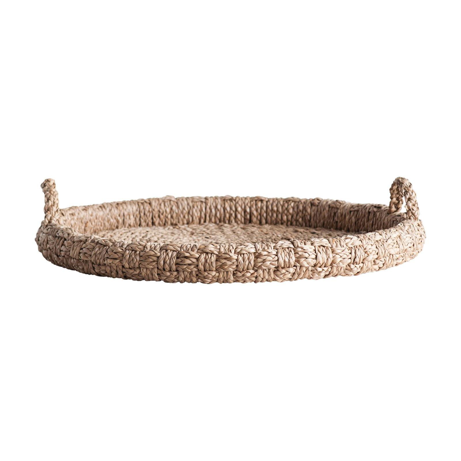 Natural Braided Bankuan Round Tray with Handles