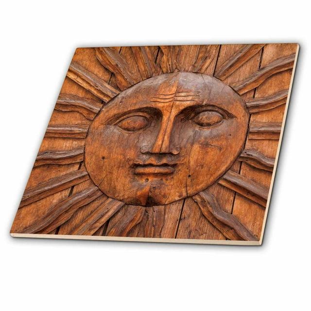 3dRose 12" x 12" Multicolor Sun Carving Ceramic Tile for Backsplash