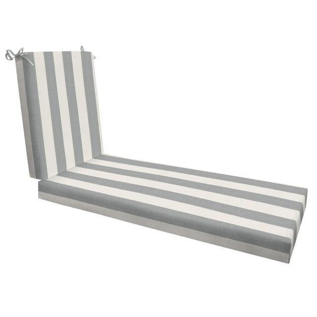 Hokku Designs Outdoor Chaise Lounge, 22.5 X 70, Stripe Stone Grey Chair Cushion For Patio Furniture