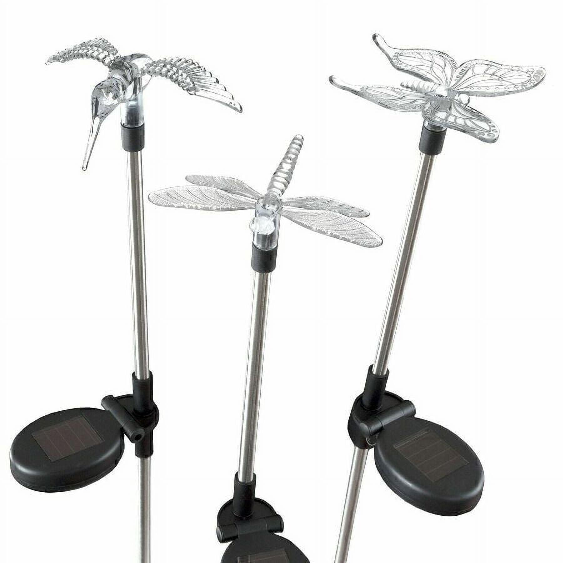 Solar Powered LED Butterfly Hummingbird Dragonfly Garden Stakes