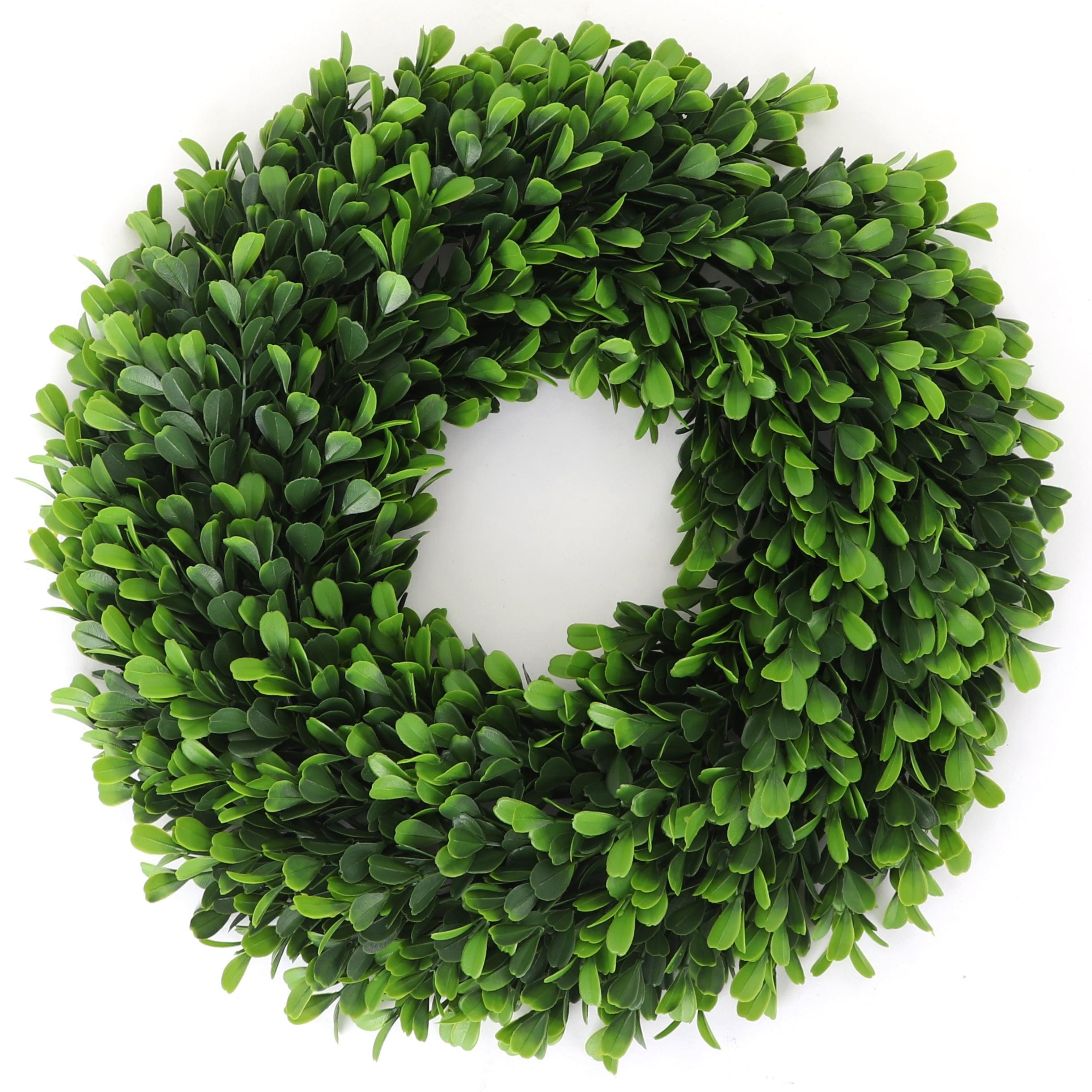 Green Artificial Eucalyptus and Cotton Front Door Wreath