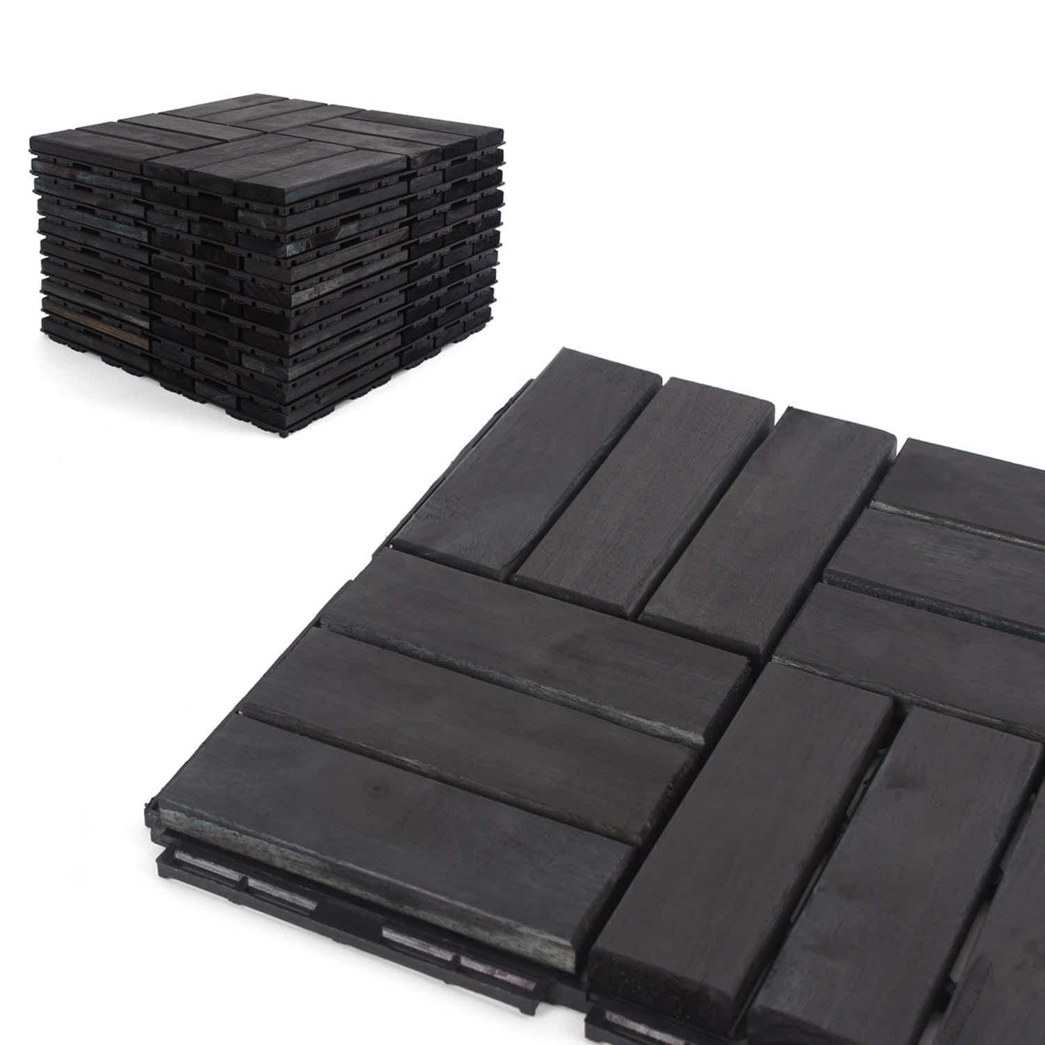 3rd Street Inn 12" x 12" Wood Interlocking Deck Tile (Set of 10)