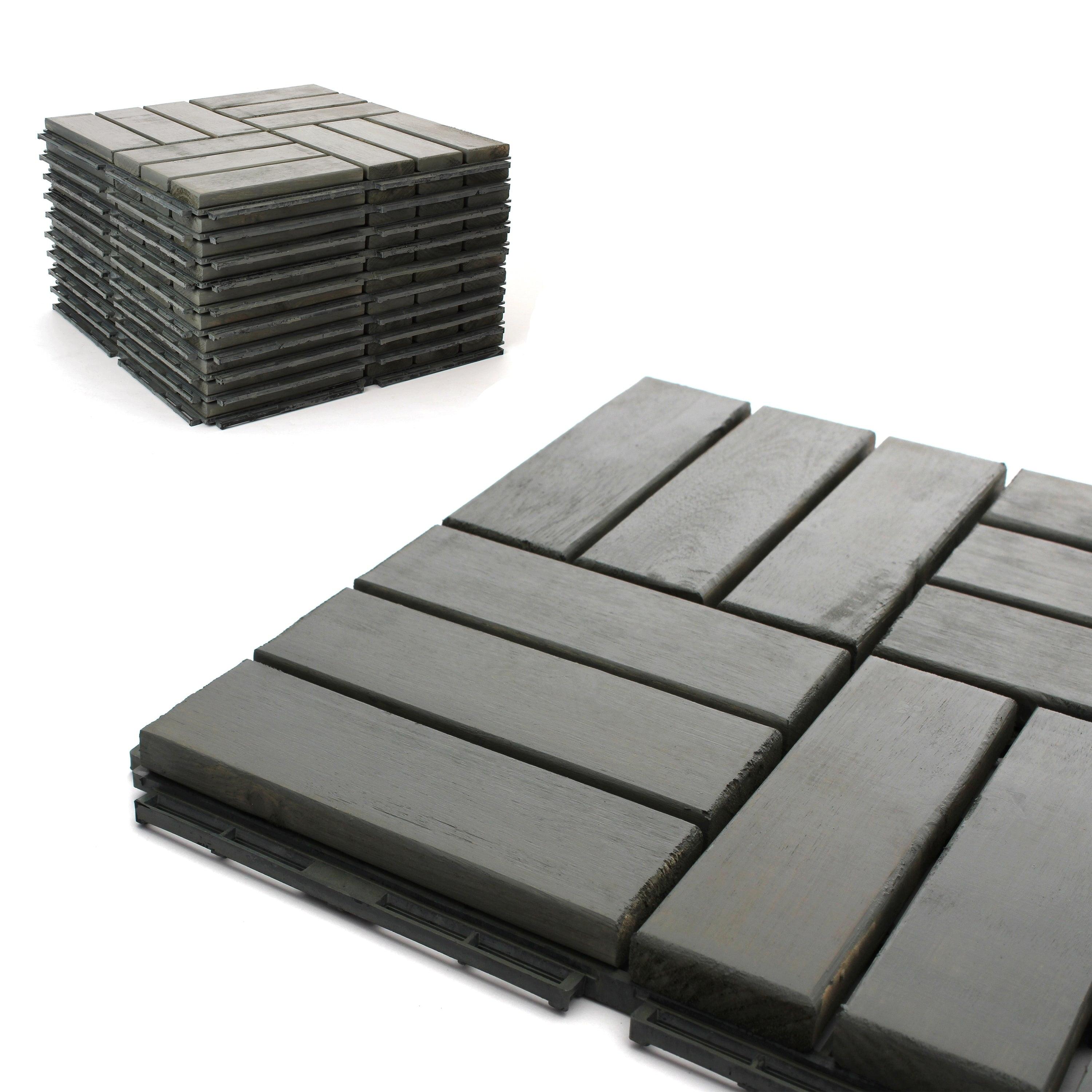 3rd Street Inn 12" x 12" Wood Interlocking Deck Tile (Set of 10)