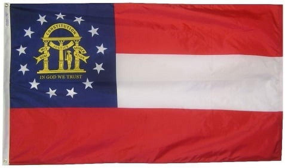Georgia State Flag 3x5 ft, 3 Ply Polyester Double Sided GA Flag with Vibrant Print/4 Rows Hemming/Brass Grommets