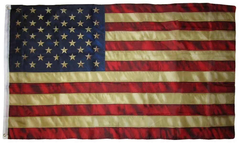 3x5 MWS USA American 50 Star Tea Stained Poly Heavy Duty Flag 3'x5' Grommets