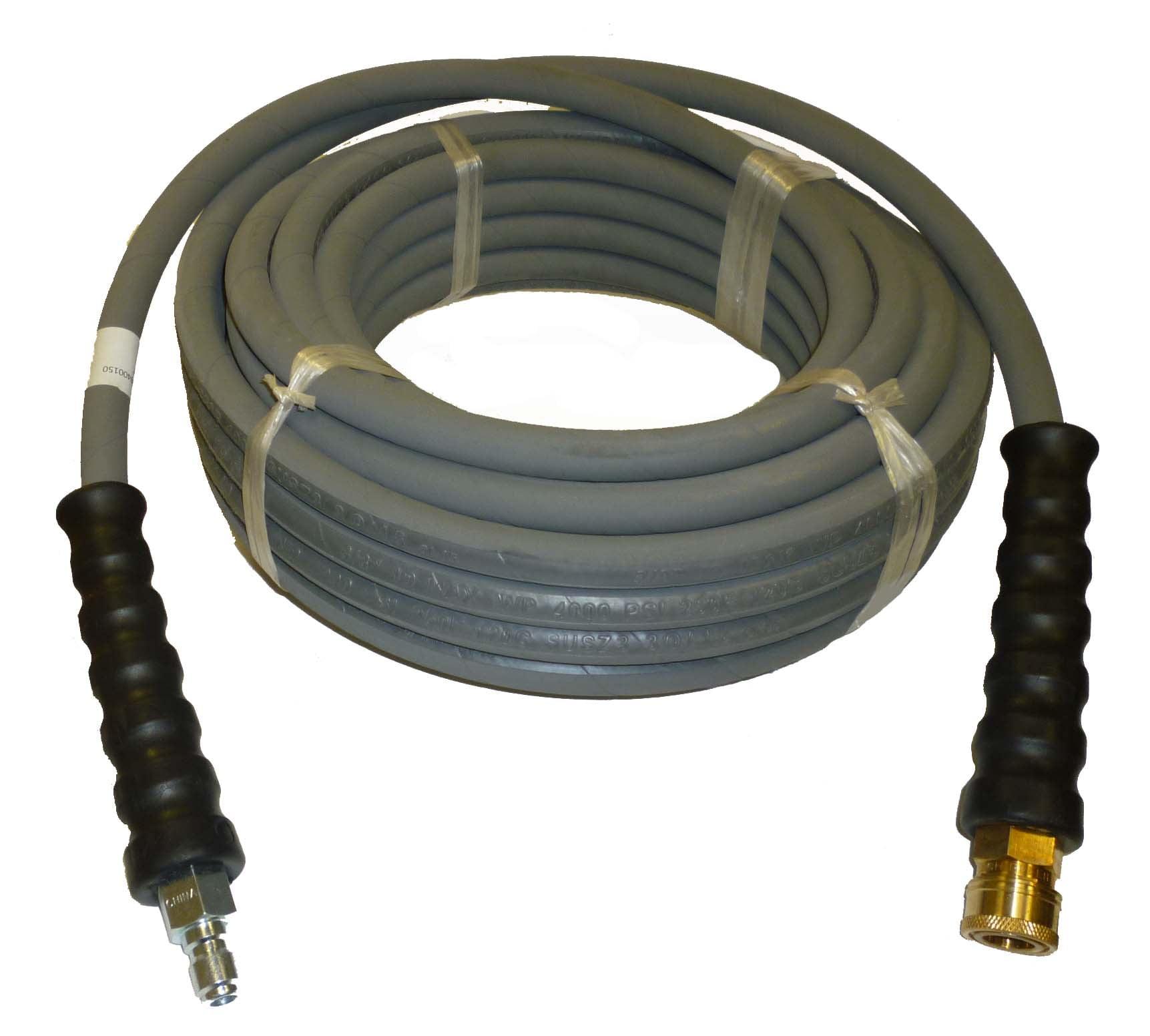 4000 PSI Grey 3/8" x 50' Rubber Pressure Washer Hose with Quick Connect Couplers