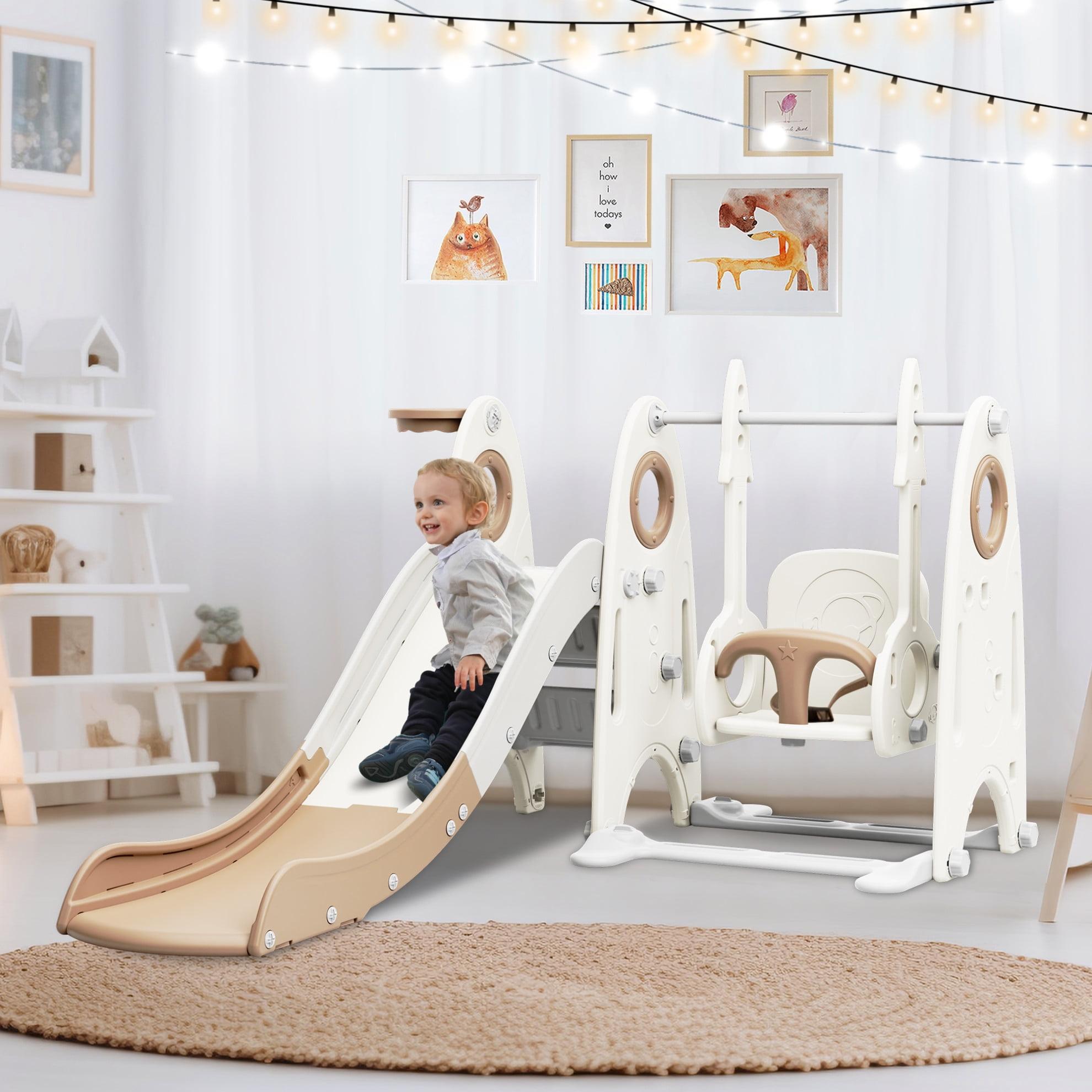 4-in-1 Coffee Toddler Playset with Slide and Swing