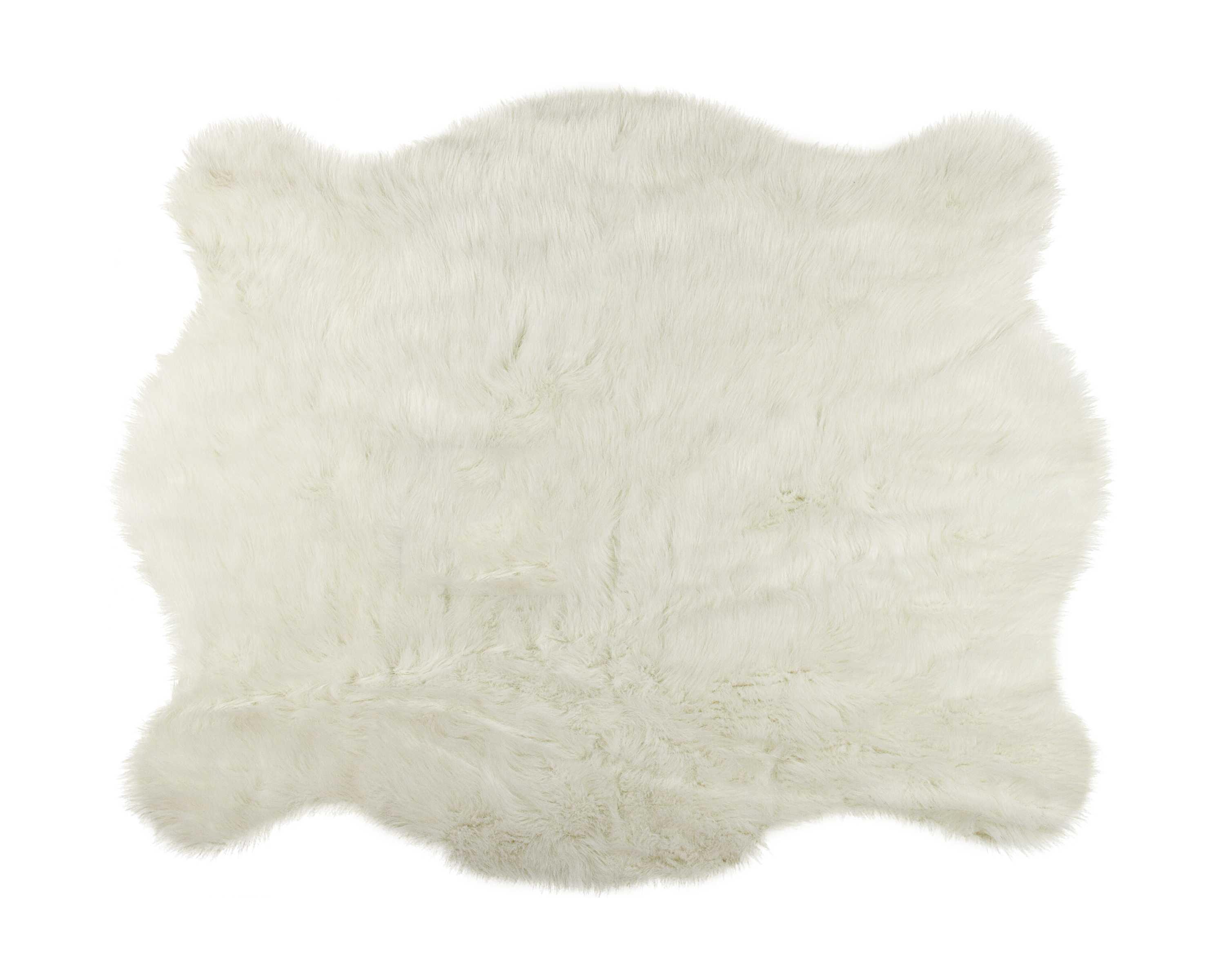 Polar Bear Faux Fur 51" x 60" Hand-Knotted Area Rug