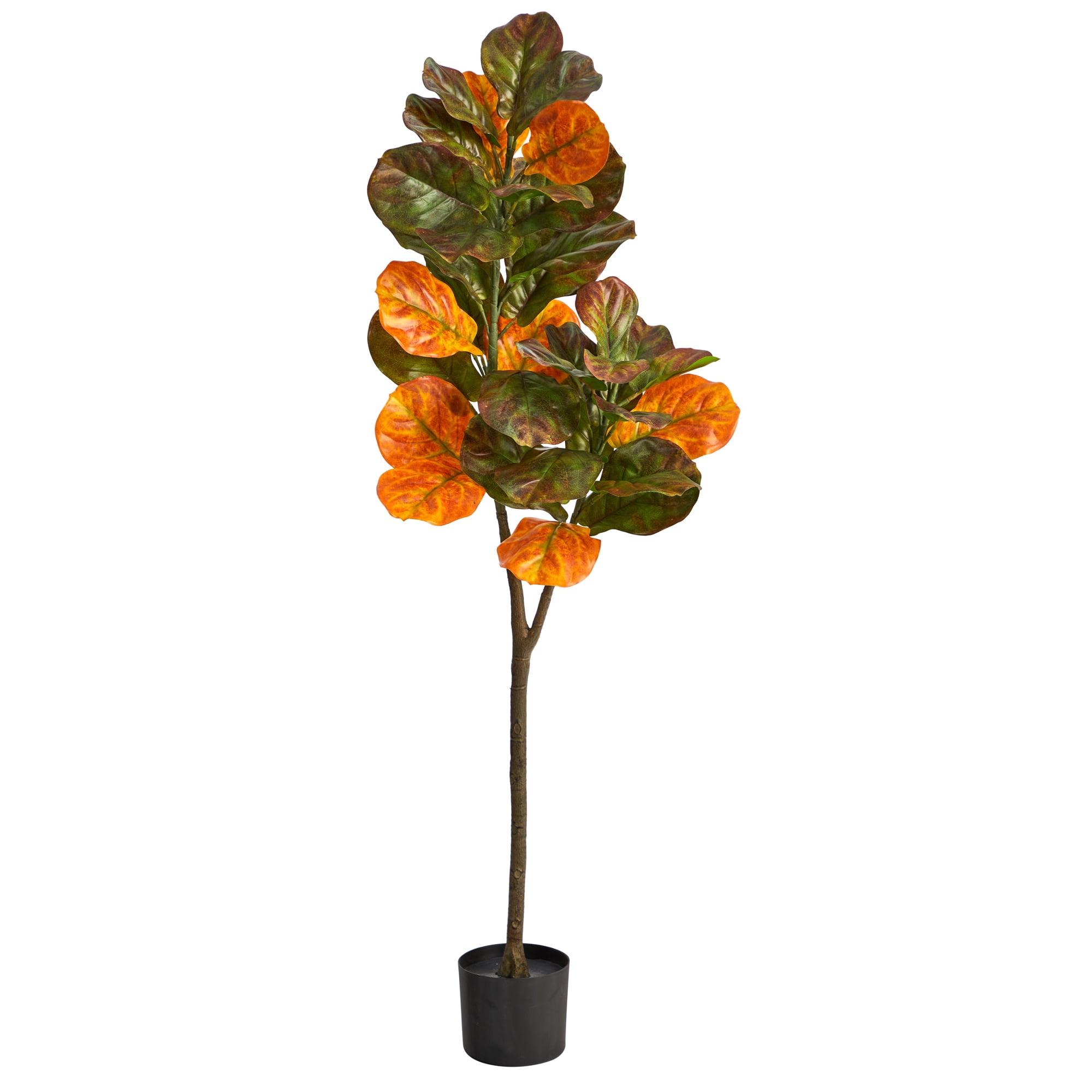 Nearly Natural 4.5-ft Autumn Fiddle Leaf Artificial Fall Tree