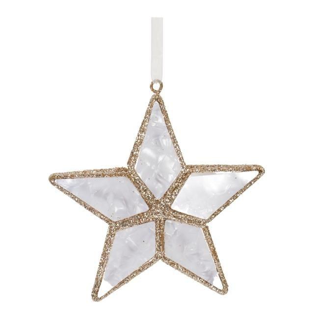 Gold and White Metal Framed Star Ornaments Set of 12