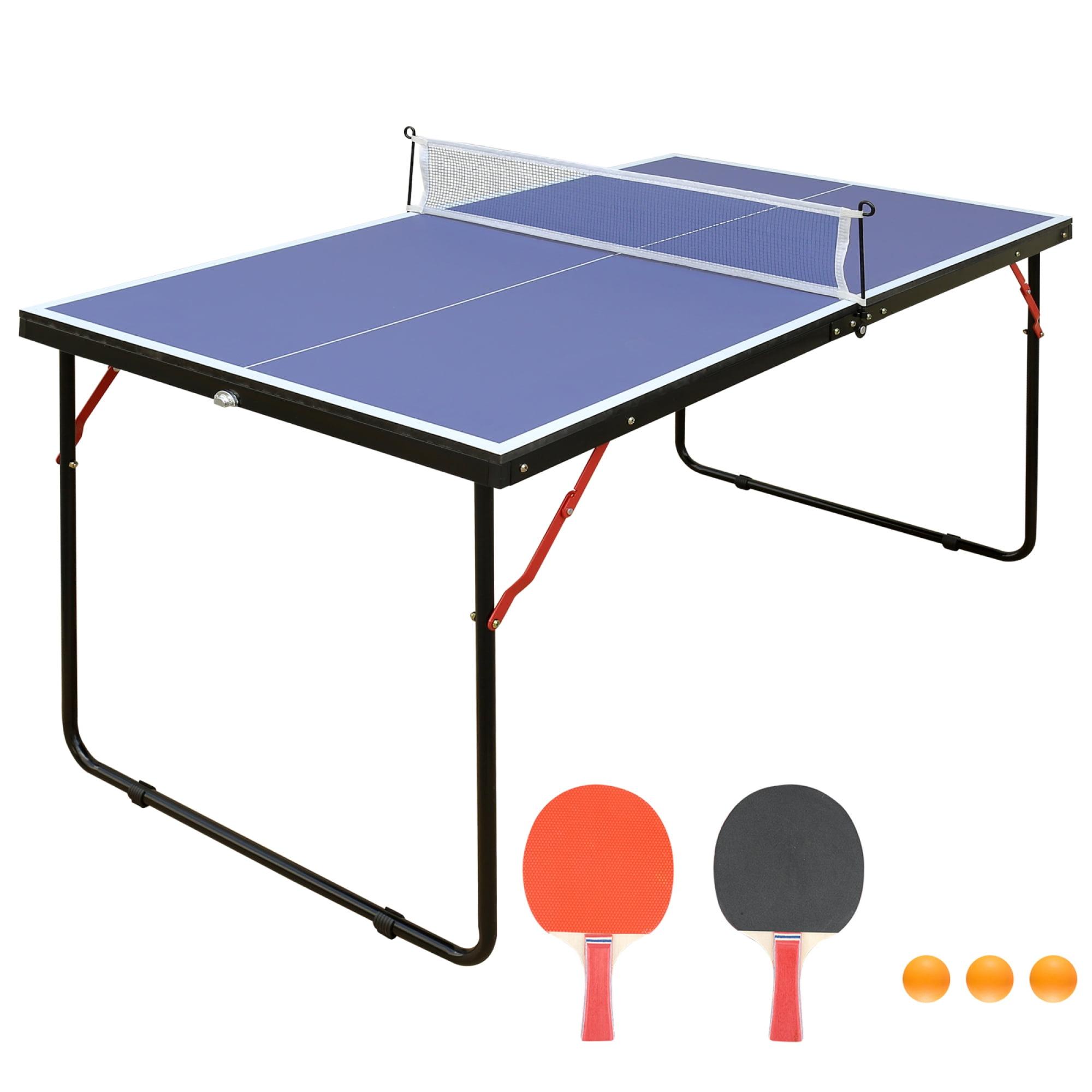 Sesslife 4.5ft Table Tennis Table, Portable & Foldable Ping Pong Table Set, Indoor/Outdoor Game Table with Net, 2 Table Tennis Paddles and 3 Balls