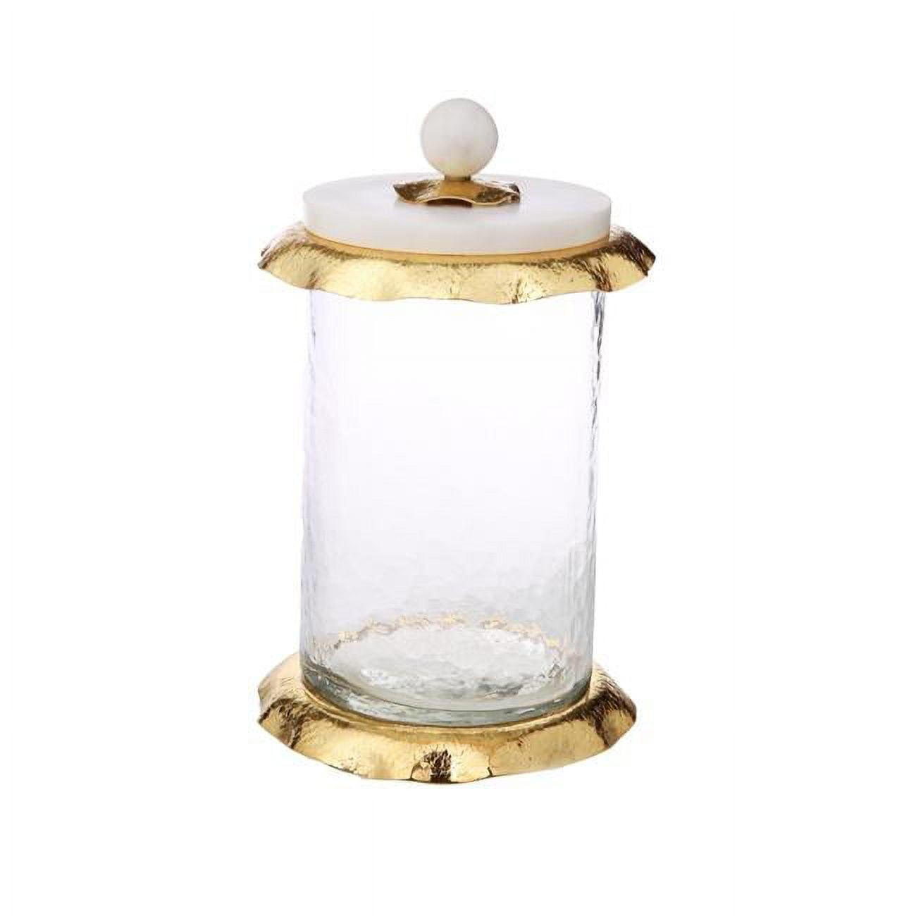 Elegant Large Glass Canister with Marble & Gold Lid