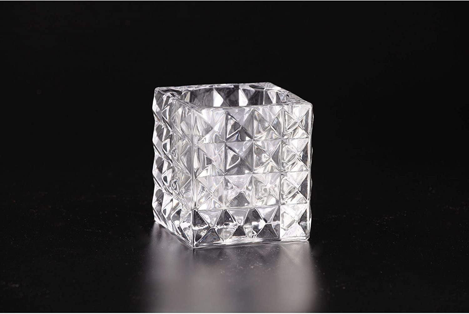 Elegant Winter Glow 4" Square Glass Candle Holder