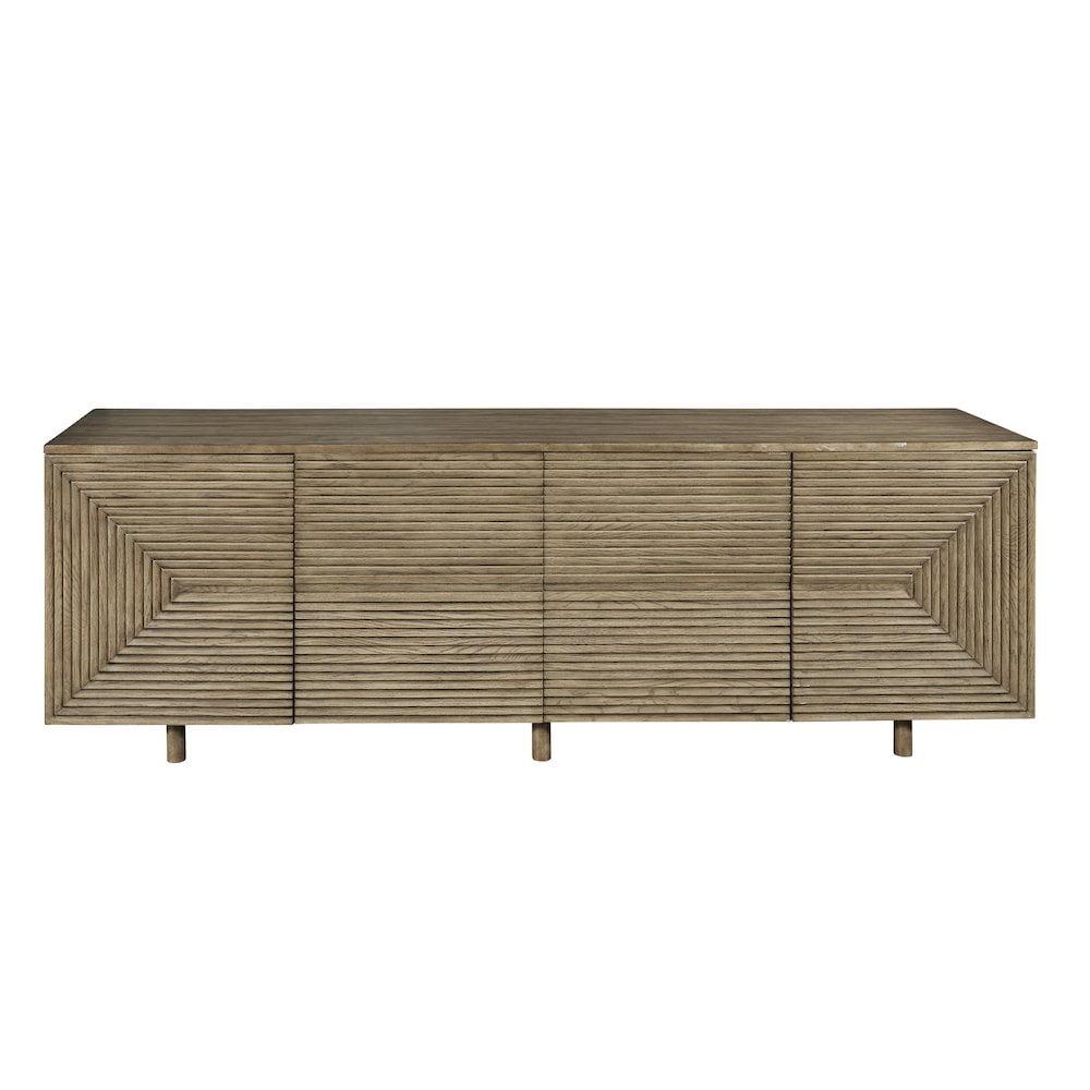 Rustic Brown Four-Door Wood Console with Adjustable Shelves