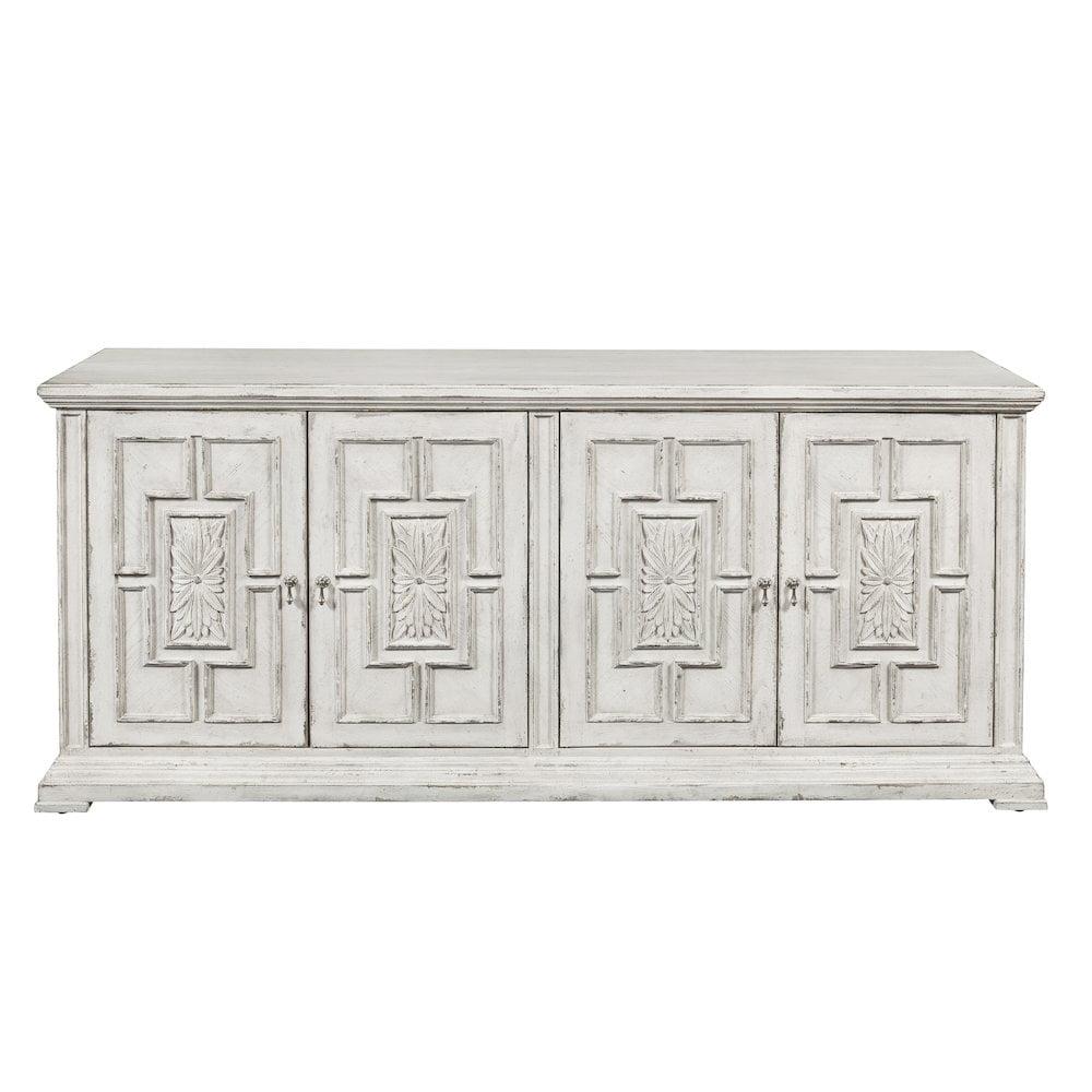 Chalky White 4-Door Maple Wood Entertainment Credenza