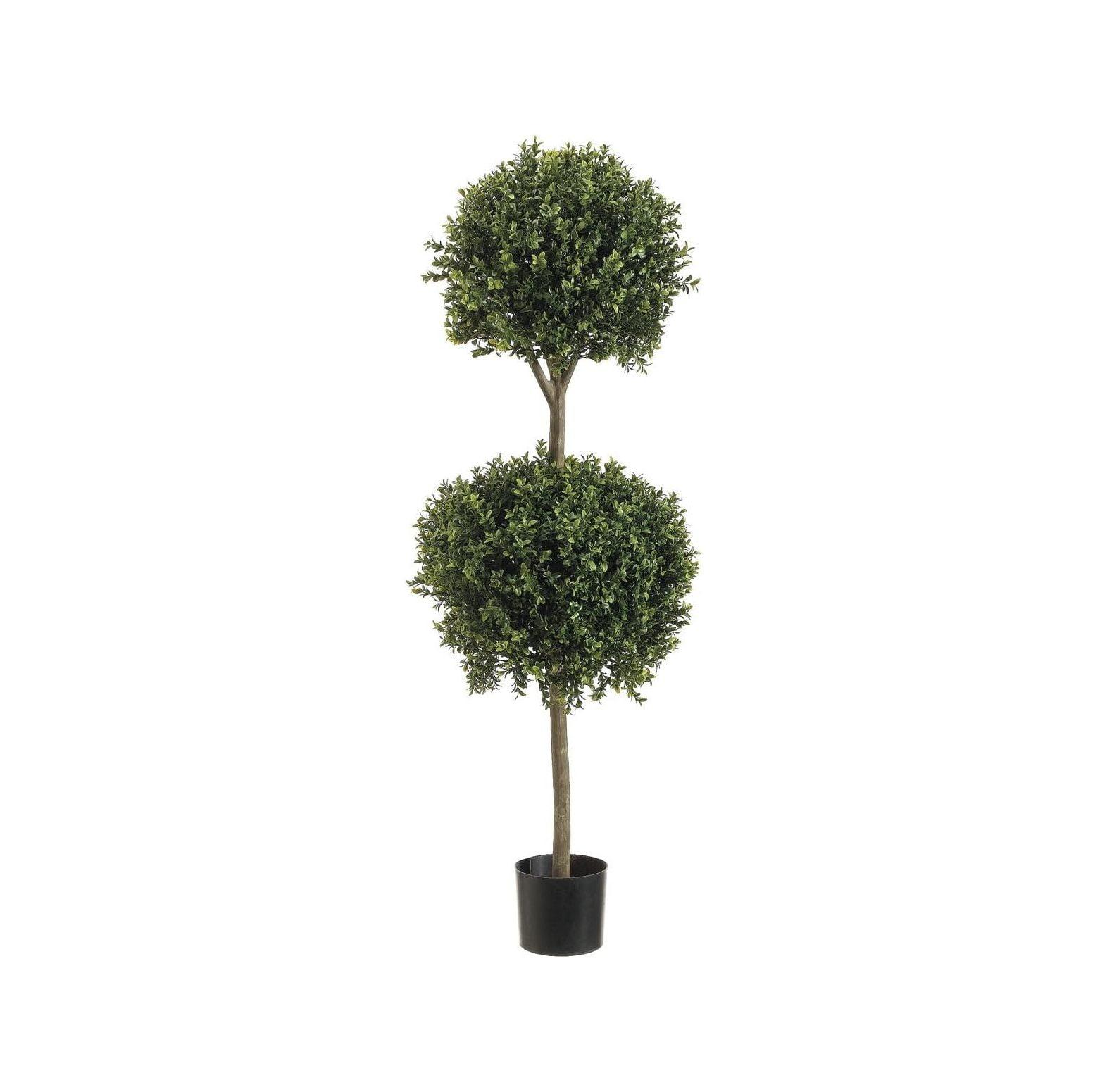 4' Double -shaped Boxwood Topiary in Plastic Pot Two Tone Green