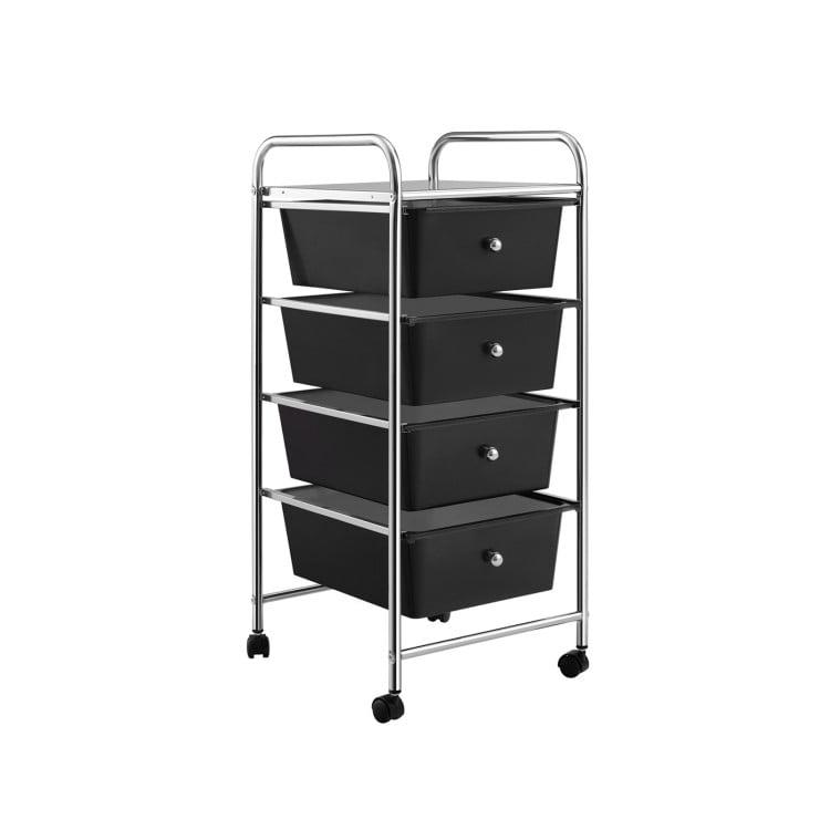 Yaheetech 4 Drawers Rolling Storage Cart Metal Frame Plastic Drawers for Office Home Study,Black