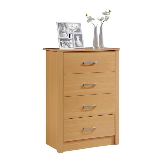 Hodedah 4-Drawer Chest in Beech