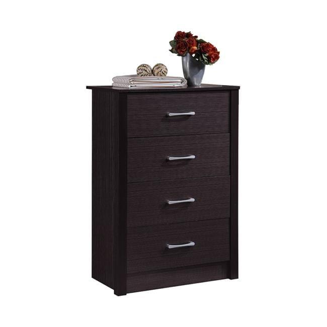 Hodedah 4-Drawer Chest in Chocolate