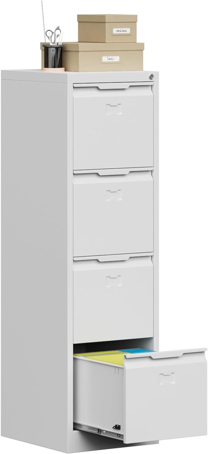 White 4-Drawer Lockable Steel Vertical File Cabinet