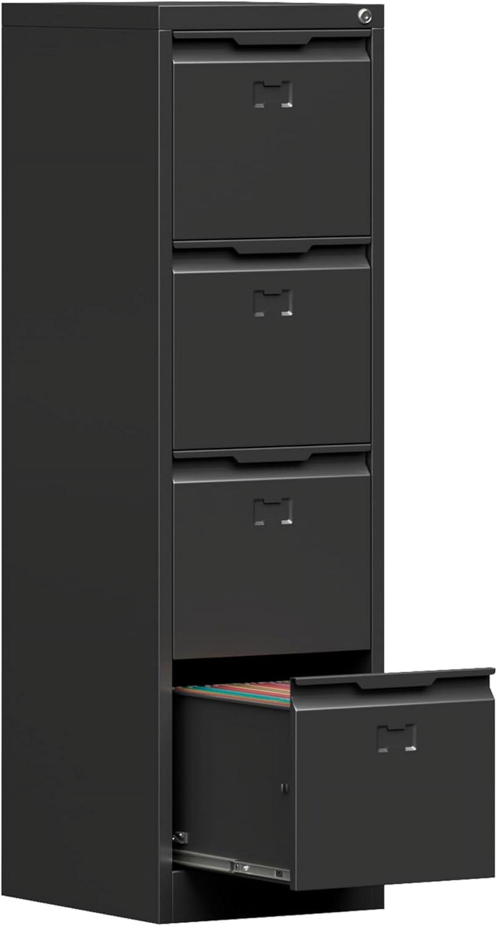 Black Metal 4-Drawer Lockable Vertical Filing Cabinet