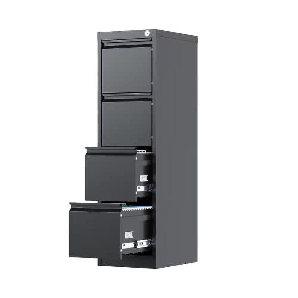 4 Drawer File Cabinet, Metal Vertical File Storage Cabinet with Lock, Office Home Steel File Cabinet for A4 Letter/Legal Size, 14.96" W x 17.72" D x 52.36" H, Assembly Required (Black)…