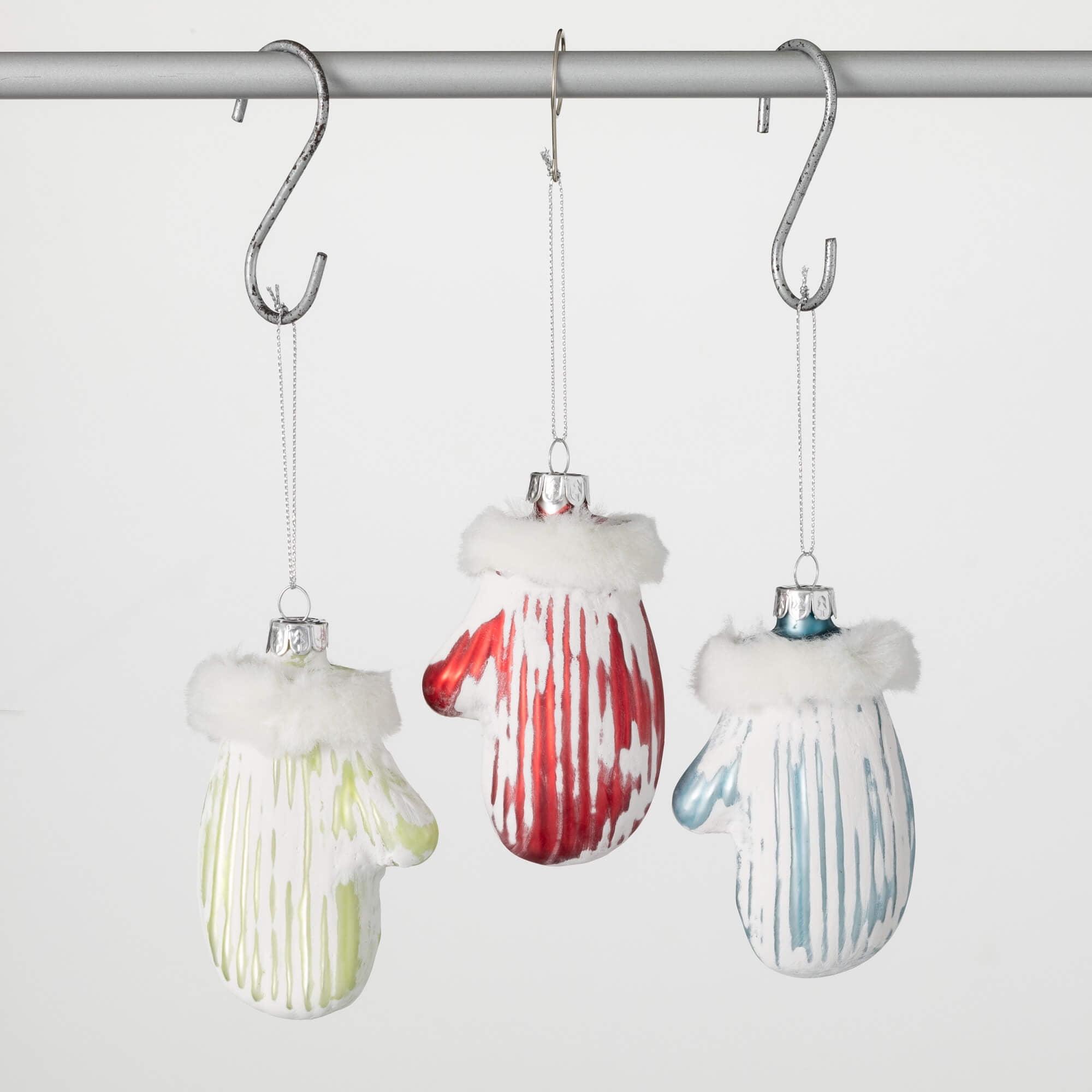 4" Christmas Mitten Ornament Set of 3, Multicolor (Set of 3)