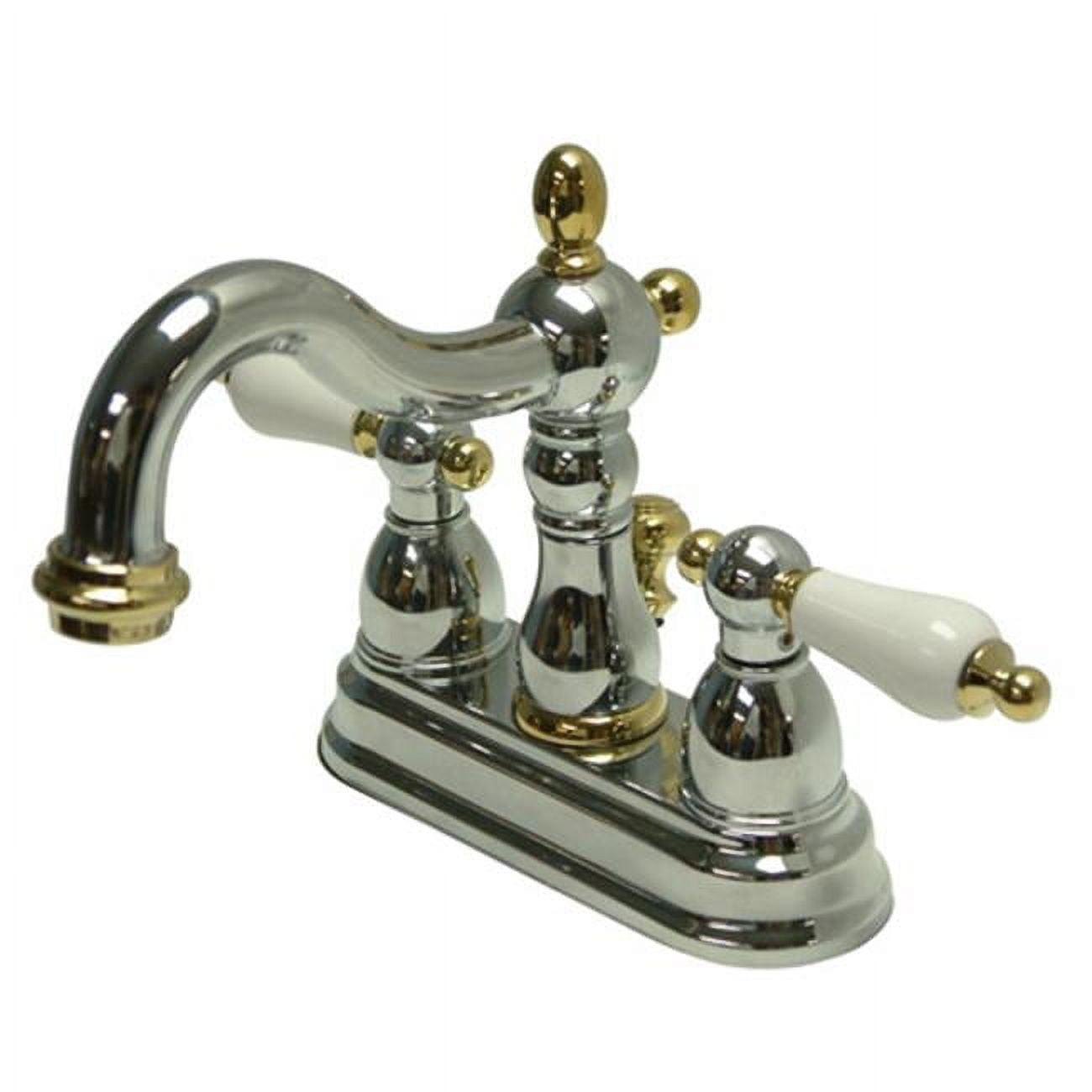 Elegant Heritage Chrome Centerset Bathroom Faucet with Porcelain Lever