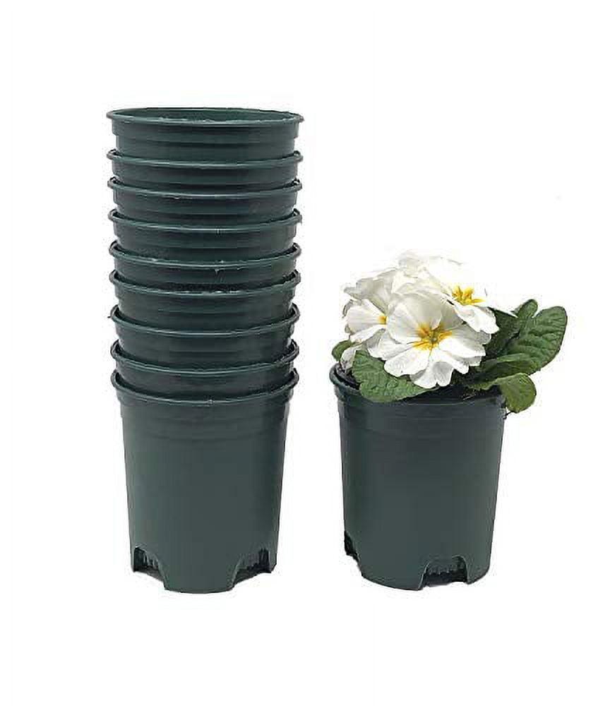 4 Inch Green Plastic Nursery Pots with Drainage Holes, 10-Pack